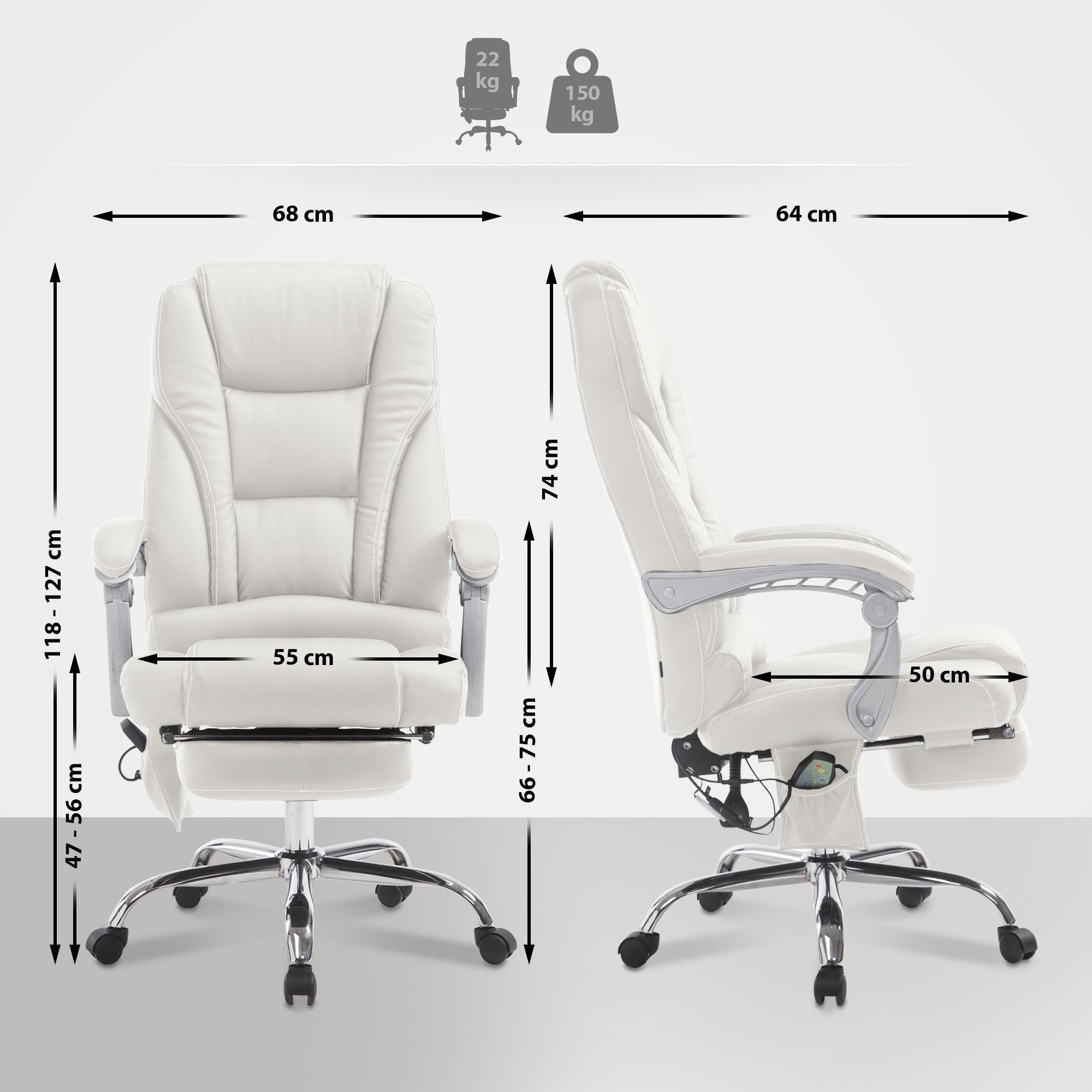 Chaise de bureau Pacific avec fonction massage simili cuir