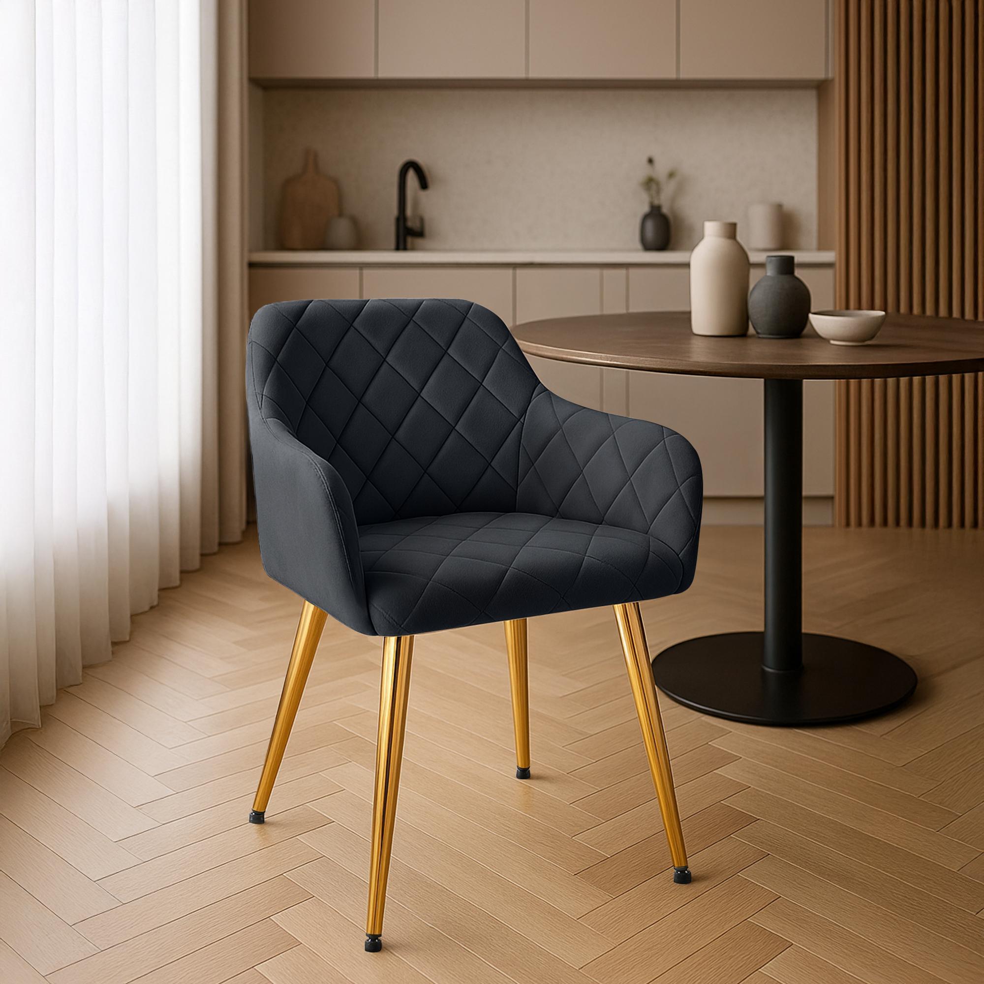 Lot de 2 chaises de salle à manger Monett velours