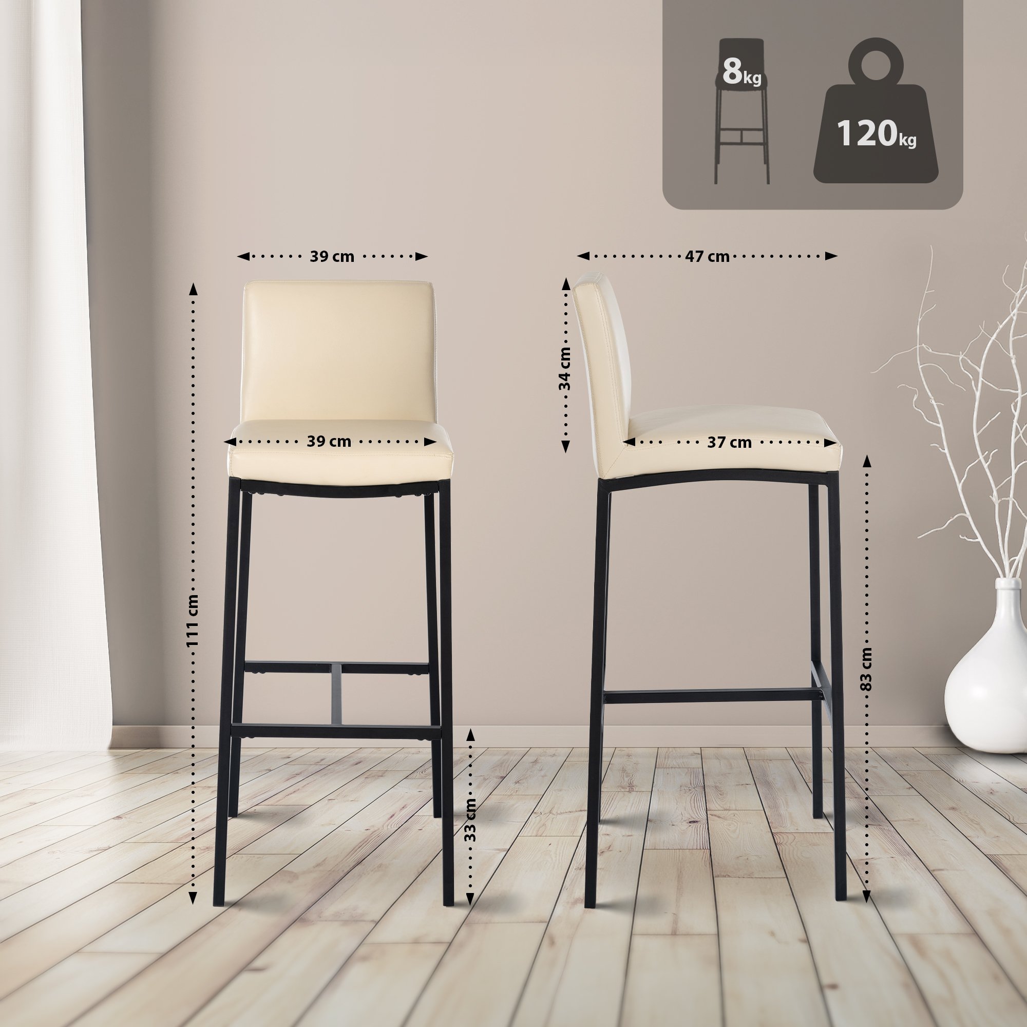 Lot de 2 Tabourets de bar Freeport