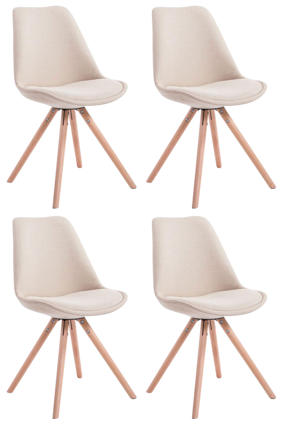 Lot de 4 Chaises de salle à manger Toulouse Tissu Pieds ronds bois