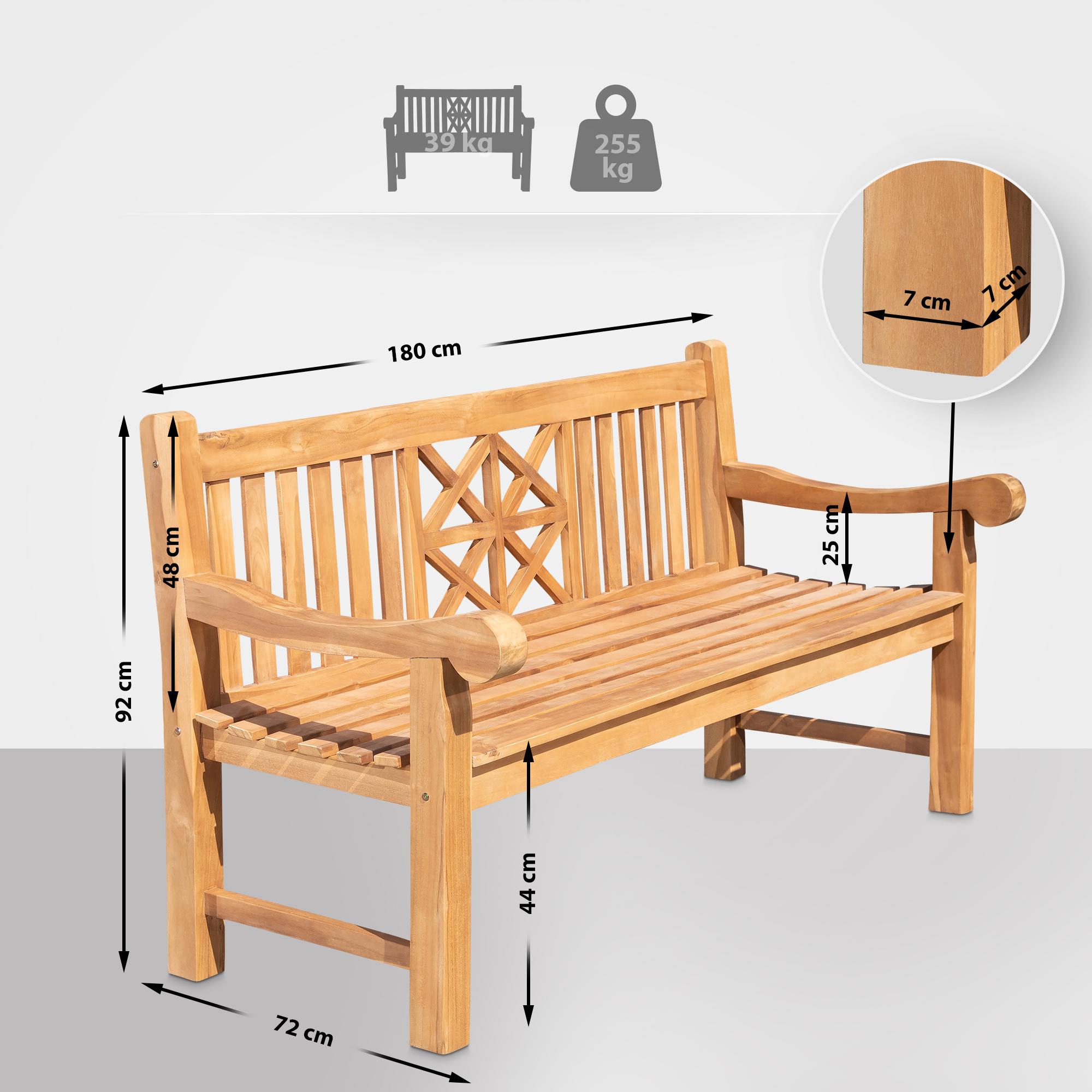 Banc de jardin en bois de teck Florida