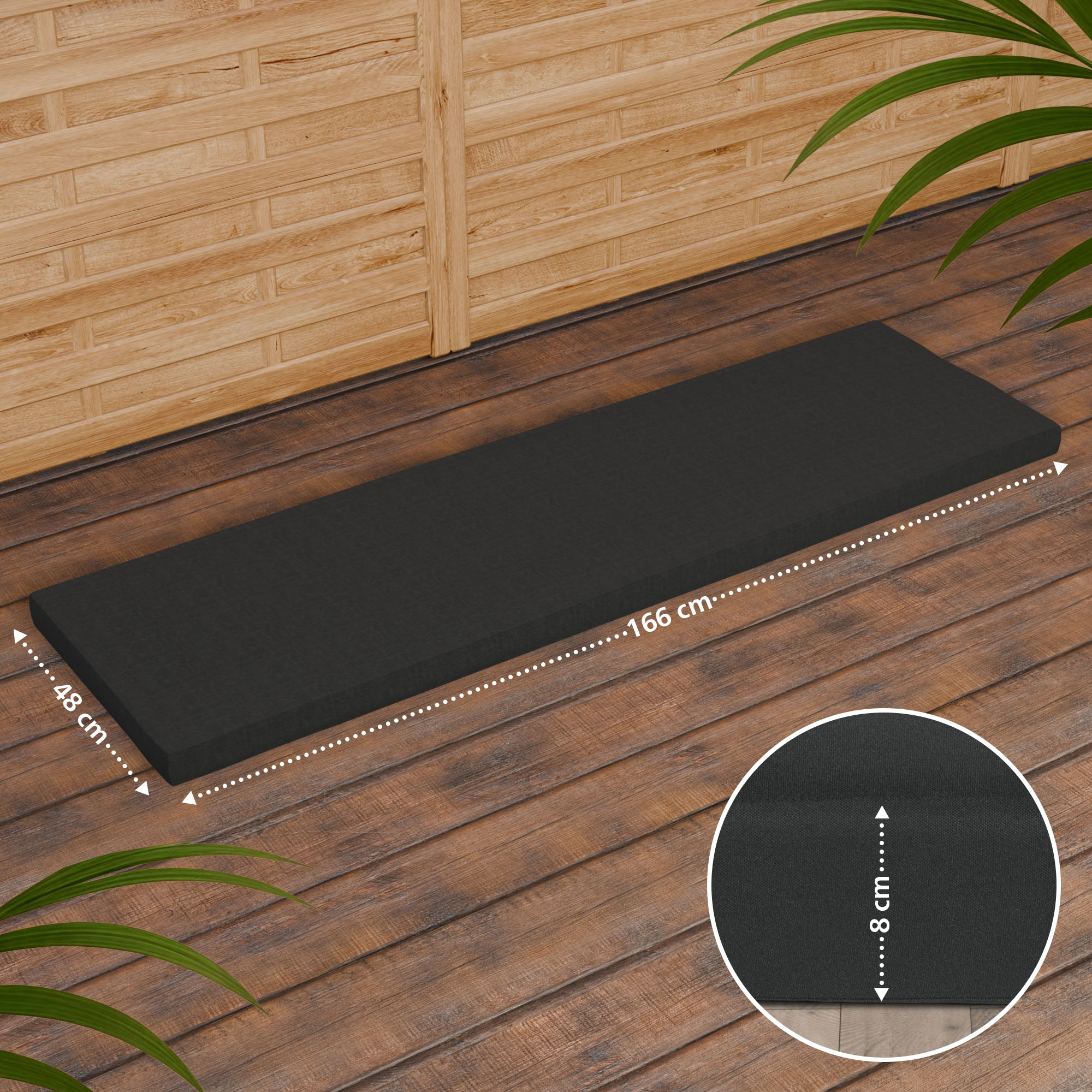 Banc de jardin en teck Daxon avec coussin d'assise