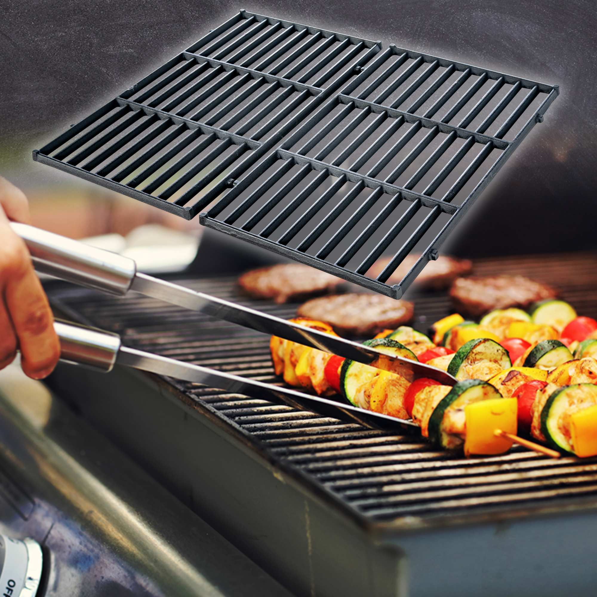 Ensemble de grilles de cuisson en fonte pour barbecue