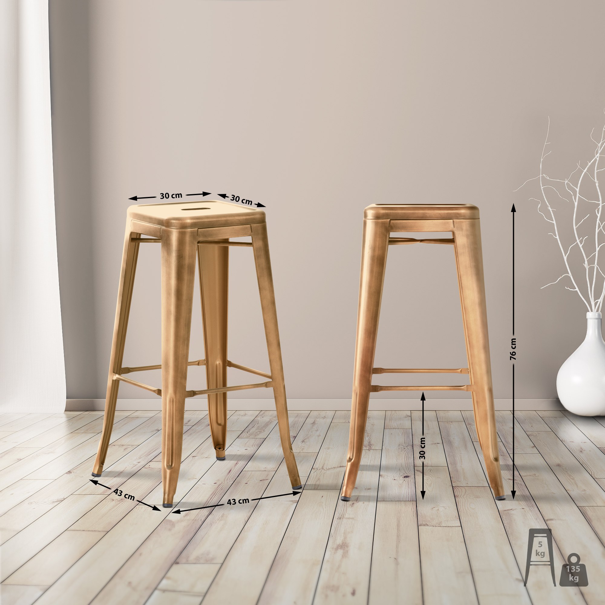Lot de 2 tabourets de bar Joshua