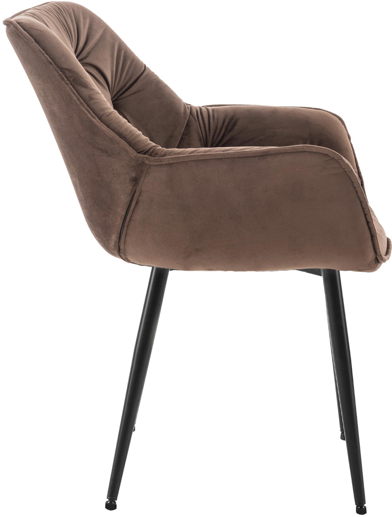 Lot de 4 Chaises de salle à manger Tanna en Velours Piètement en Métal noir