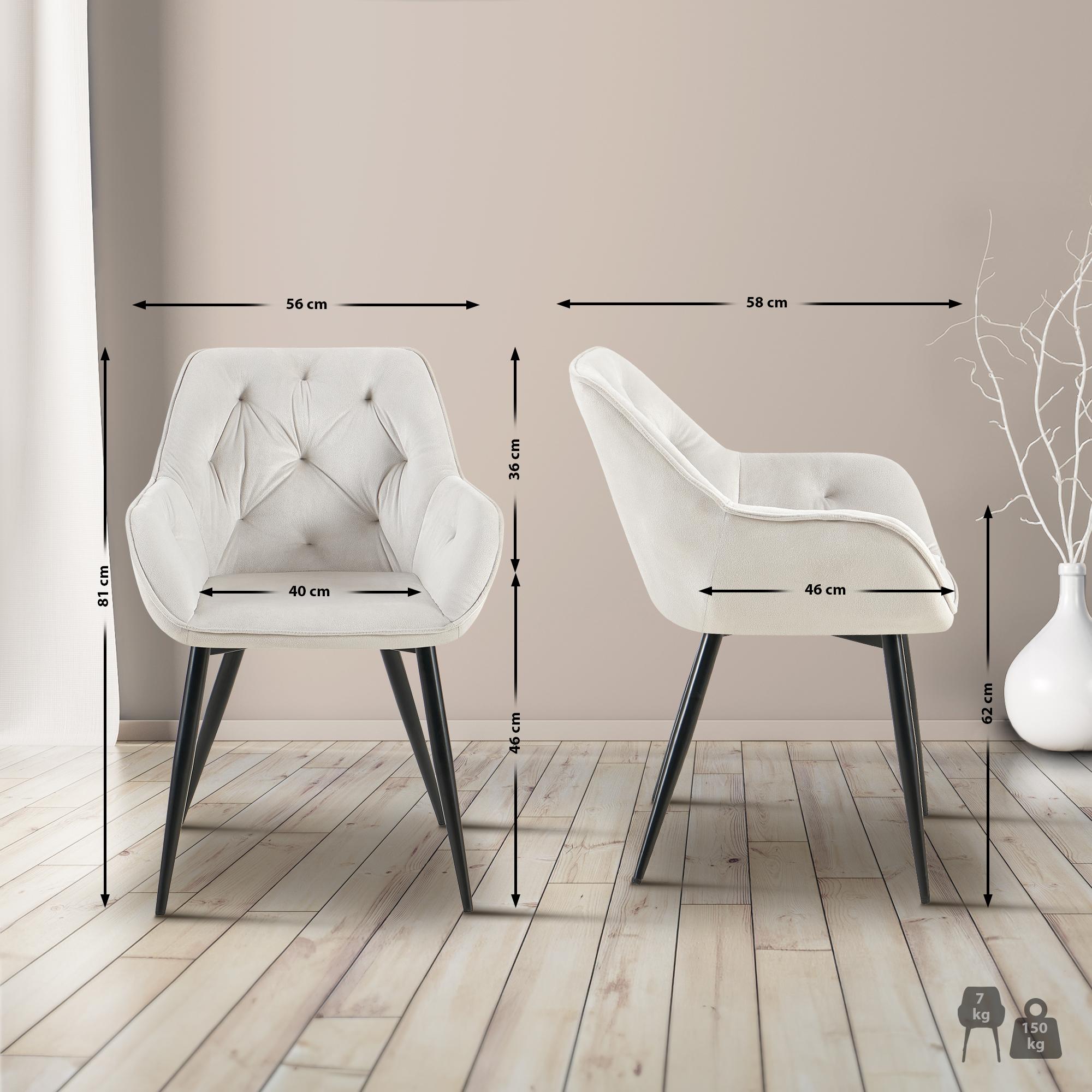 Lot de 2 chaises de salle à manger Cassis revêtement en velours