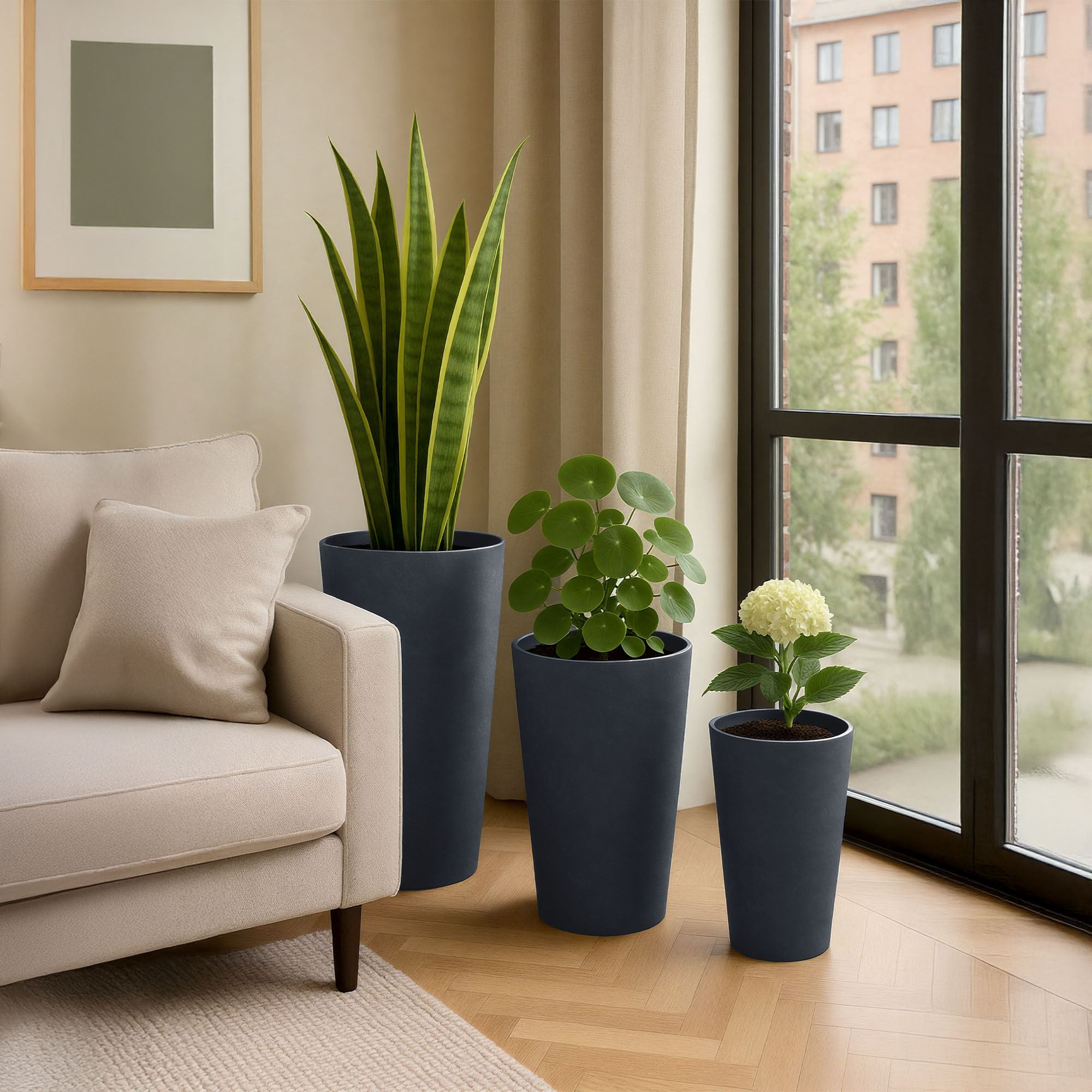 Set de 3 bacs à plantes ronds 3