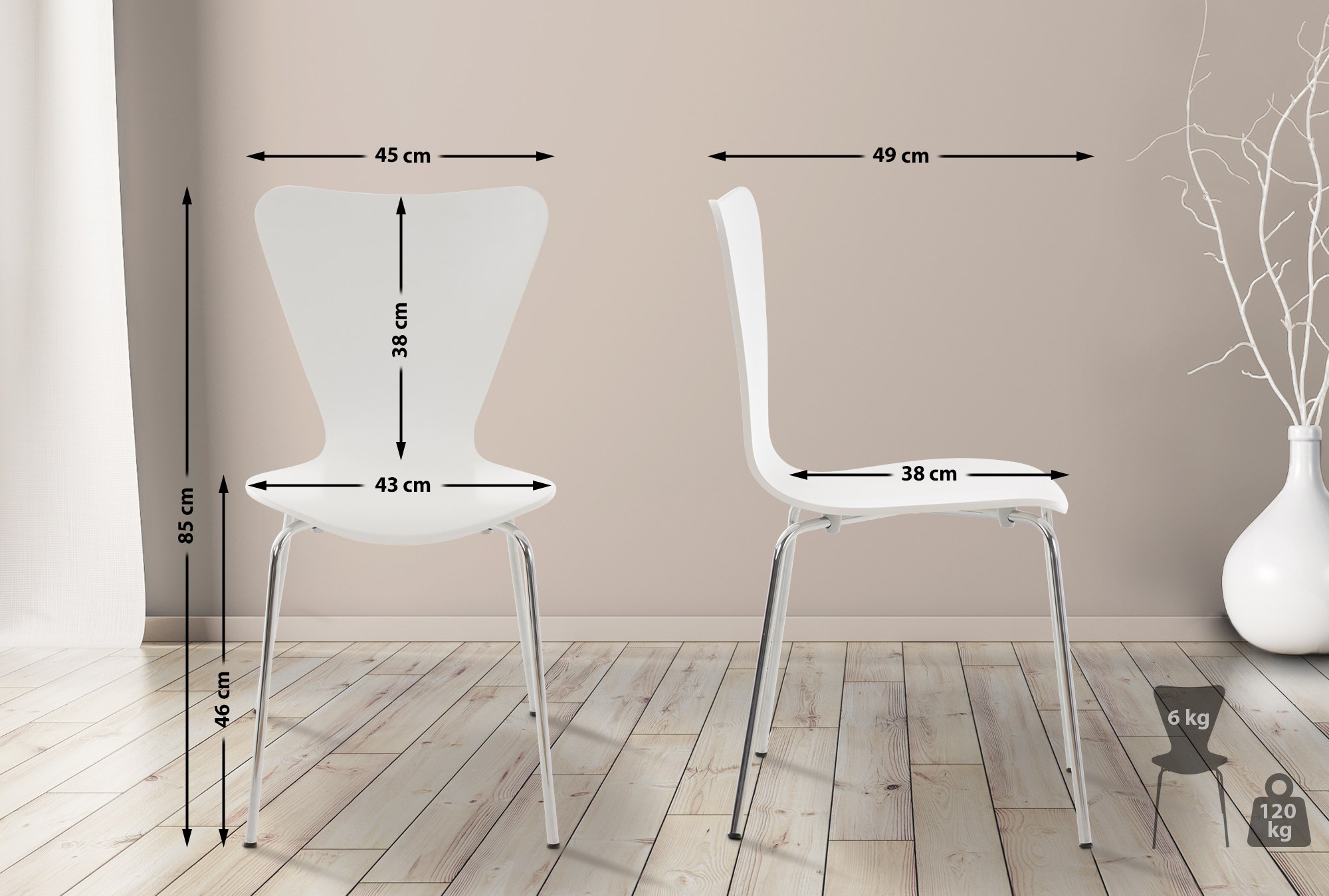 Lot de 16 chaises visiteur empilables Calisto