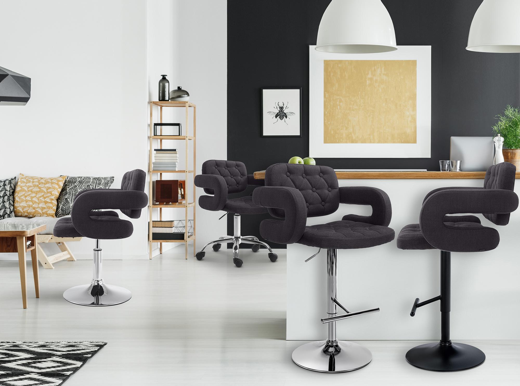 Chaise lounge Dublin Tissu - Piètement avec colonne centrale métal chromé