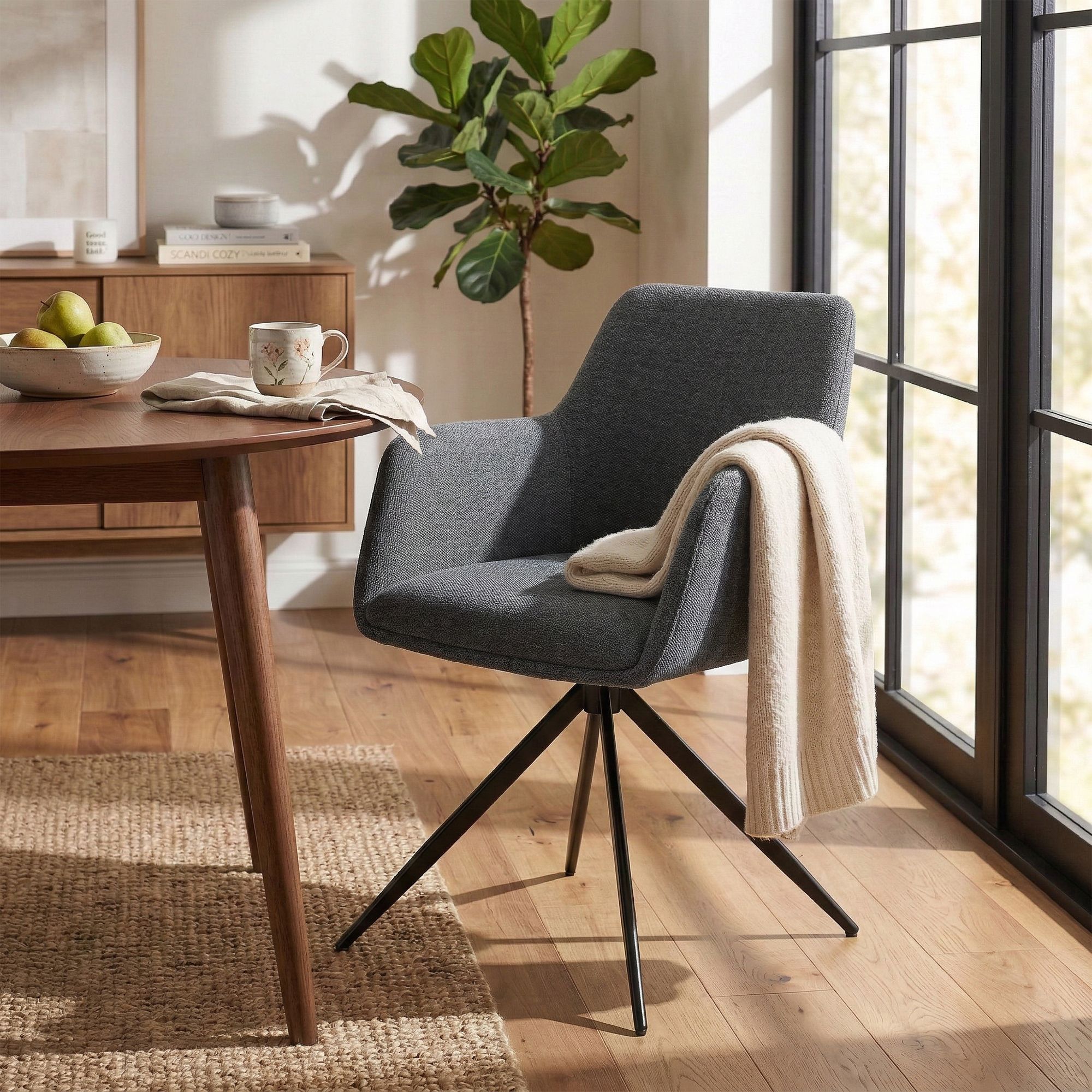 Lot de 2 chaises de salle a manger Olema en tissu