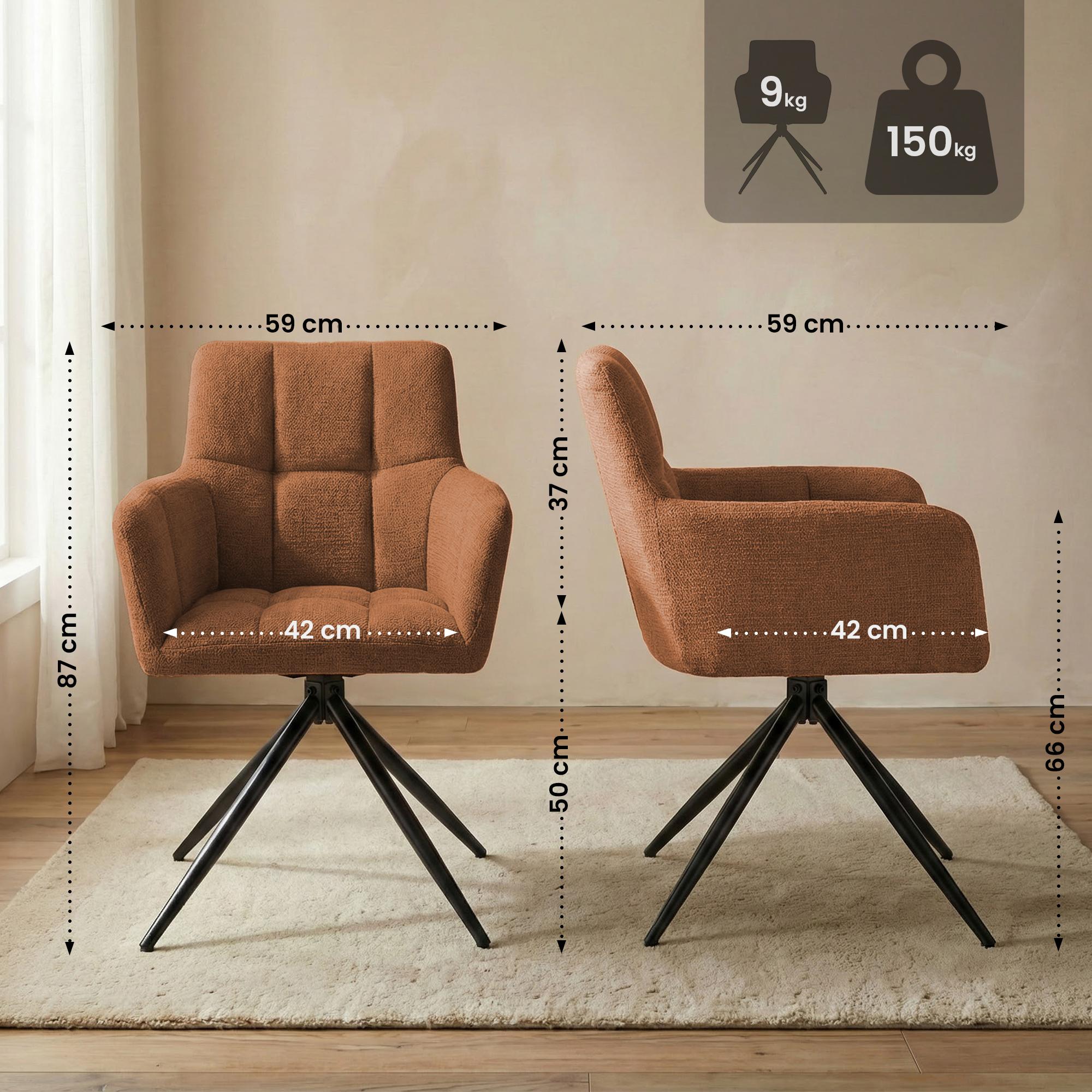 Lot de 2 chaises de salle à manger Jonah en tissu
