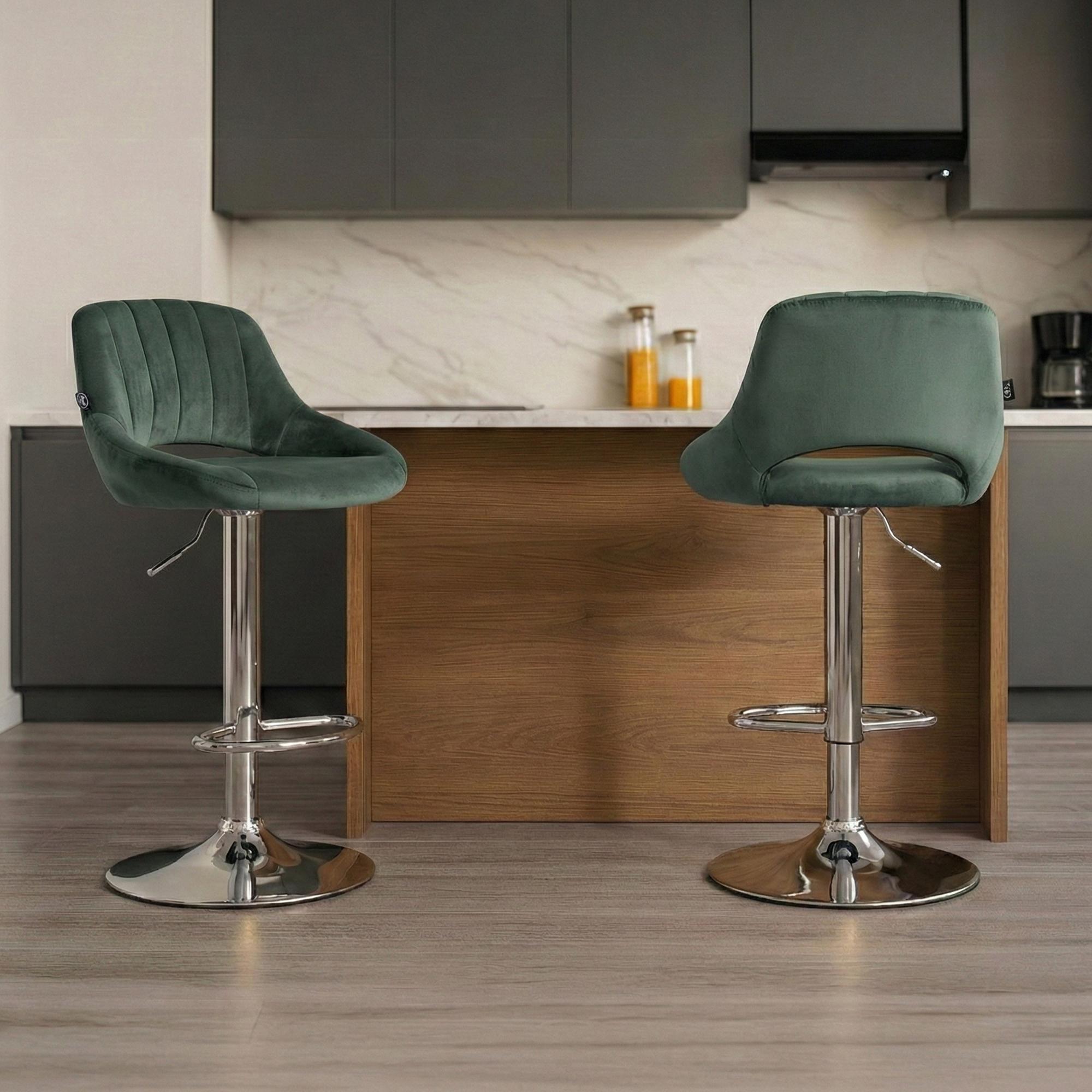 Lot de 2 tabourets de bar Milet en velours