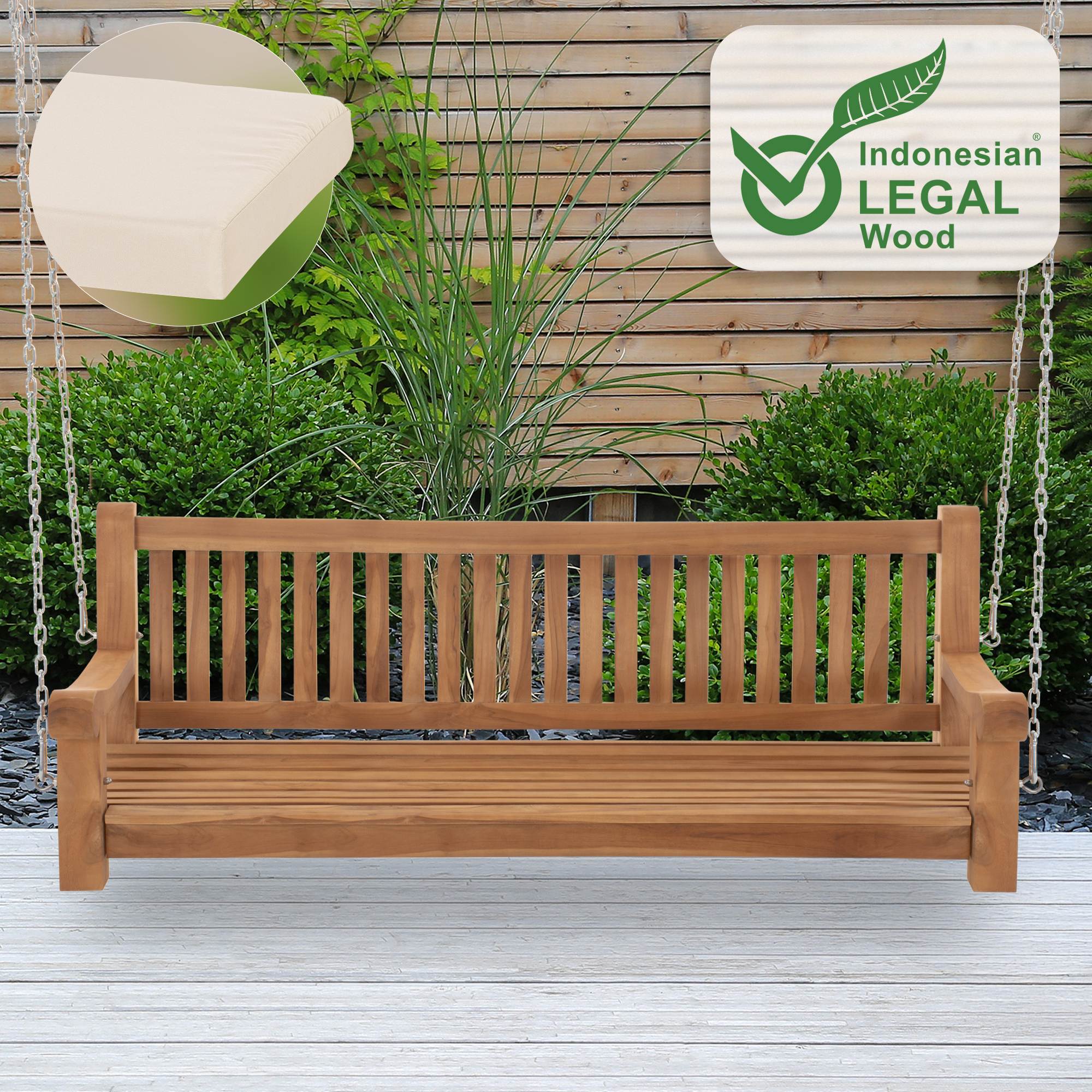 Banc à bascule résistant aux intempéries Joyce avec coussin de siège
