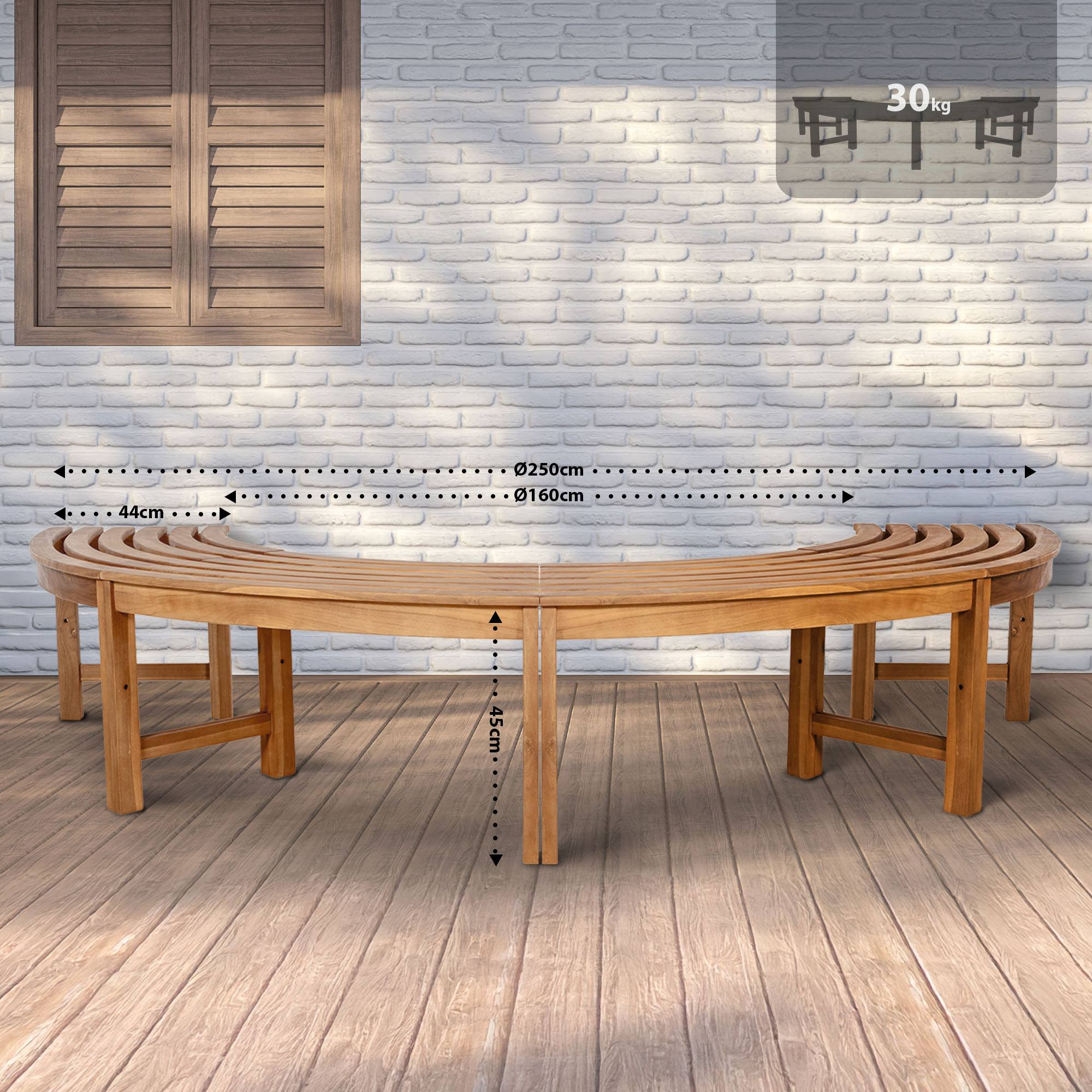 Banc d'arbre Male semi-circulaire sans dossier 250 cm