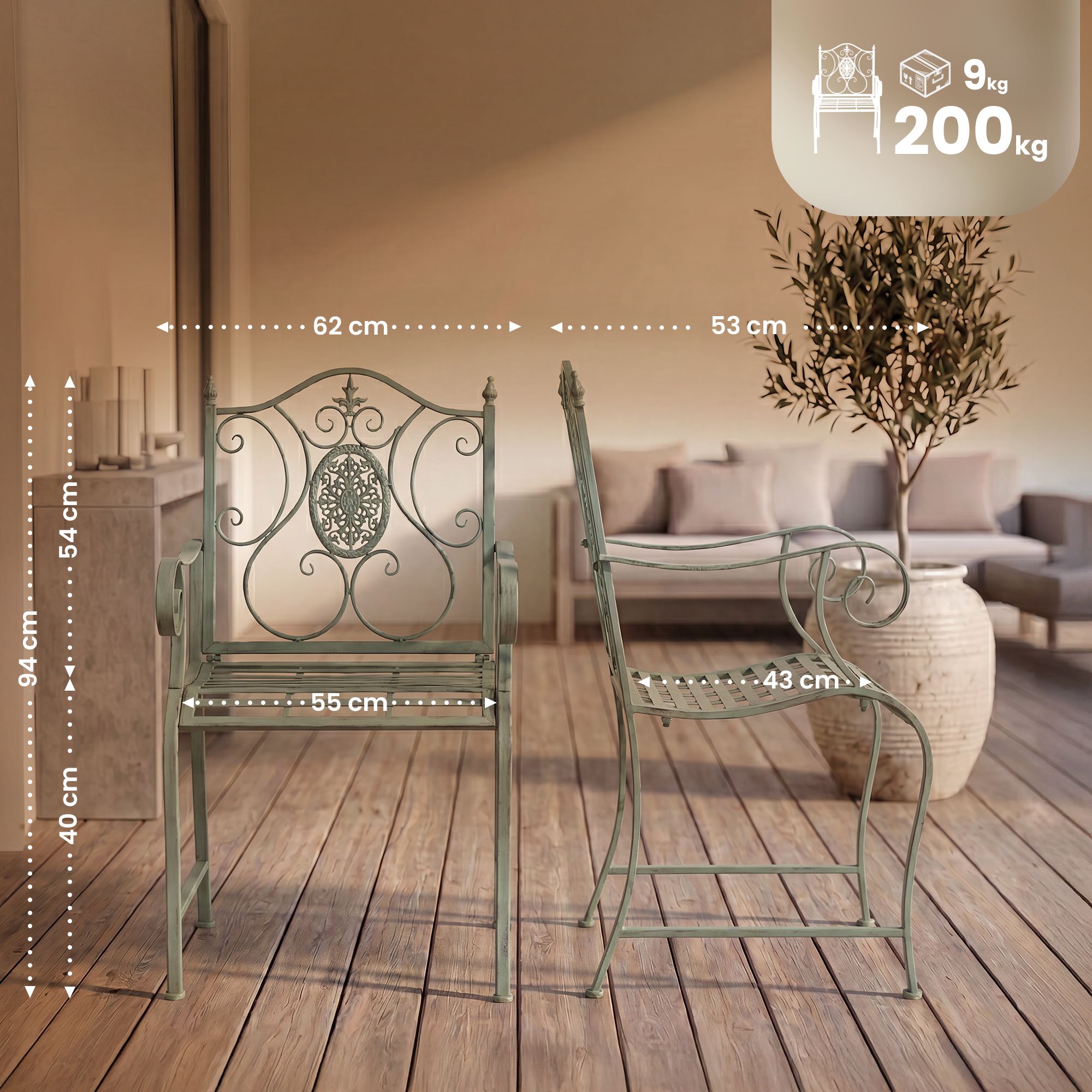 Lot de 2 chaises de jardin Punjab