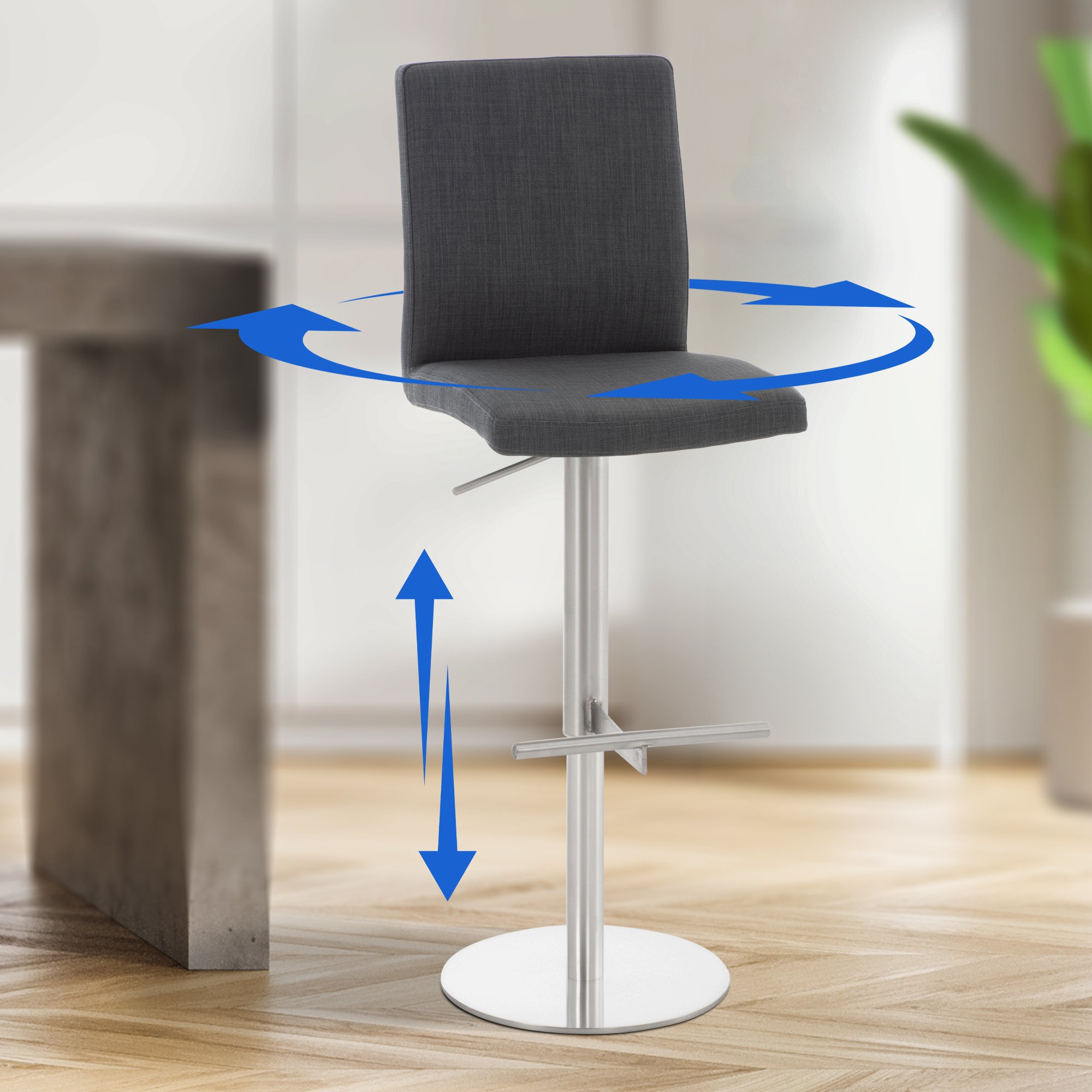 Lot de 2 tabourets de bar Cadiz en tissu