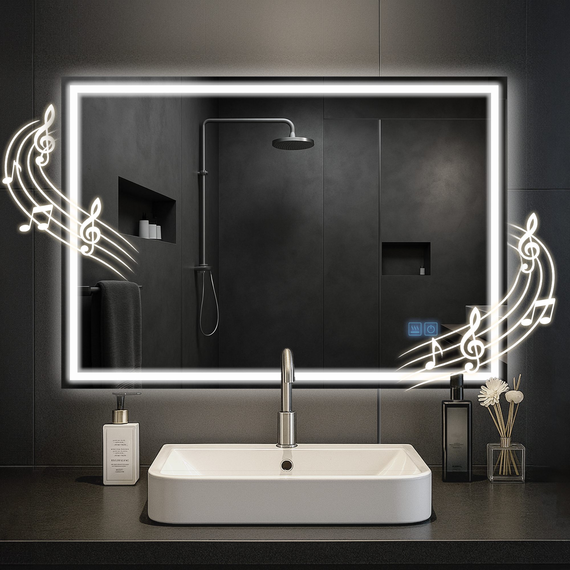 Miroir de Salle de Bain Jaffrey avec Bluetooth