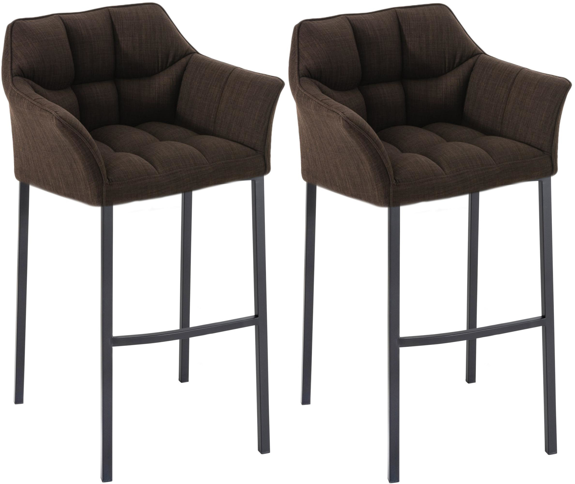 Lot de 2 tabourets de bar Damaso en tissu avec piètement à quatre pieds