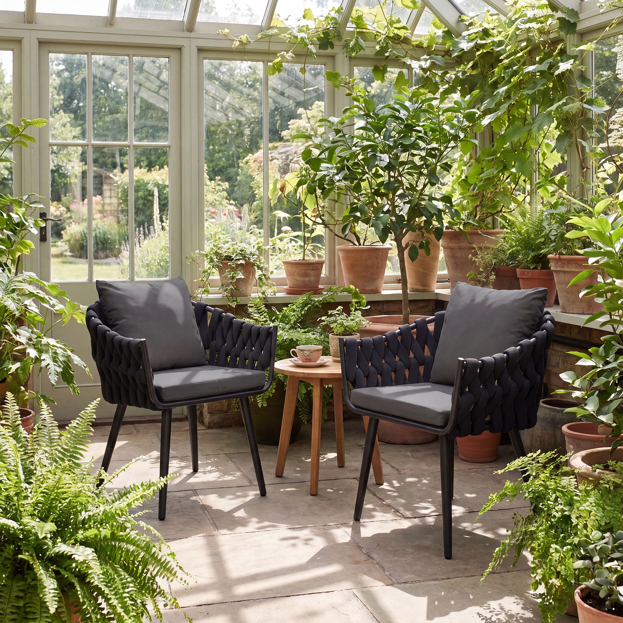 Fauteuil de jardin Naxos anthracite avec coussin d assise