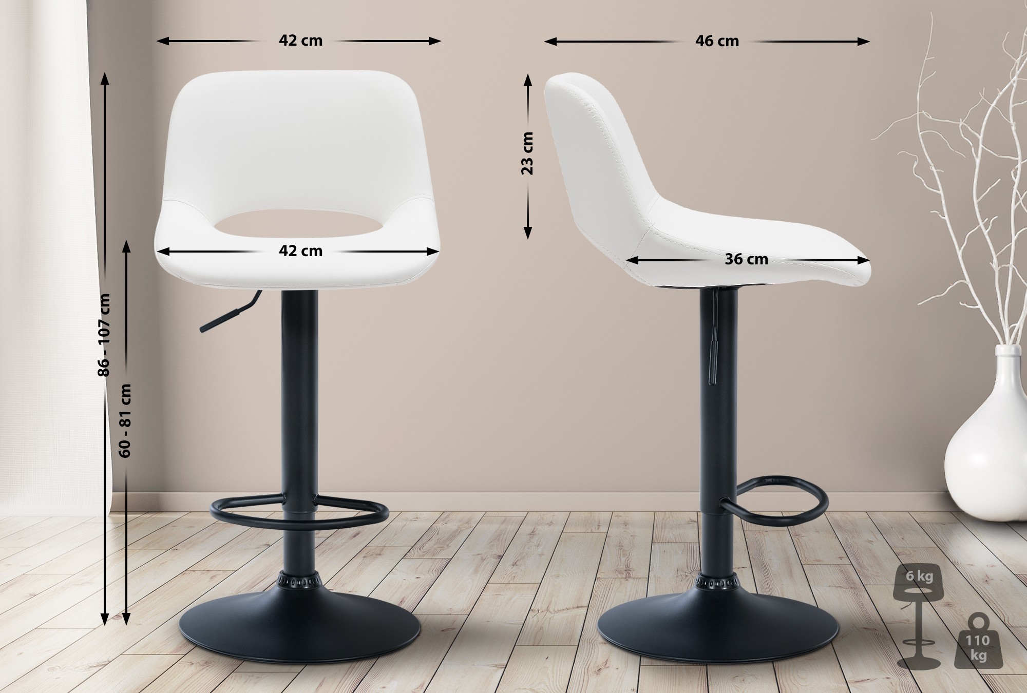 Lot de 2 tabourets de bar Camden en similicuir
