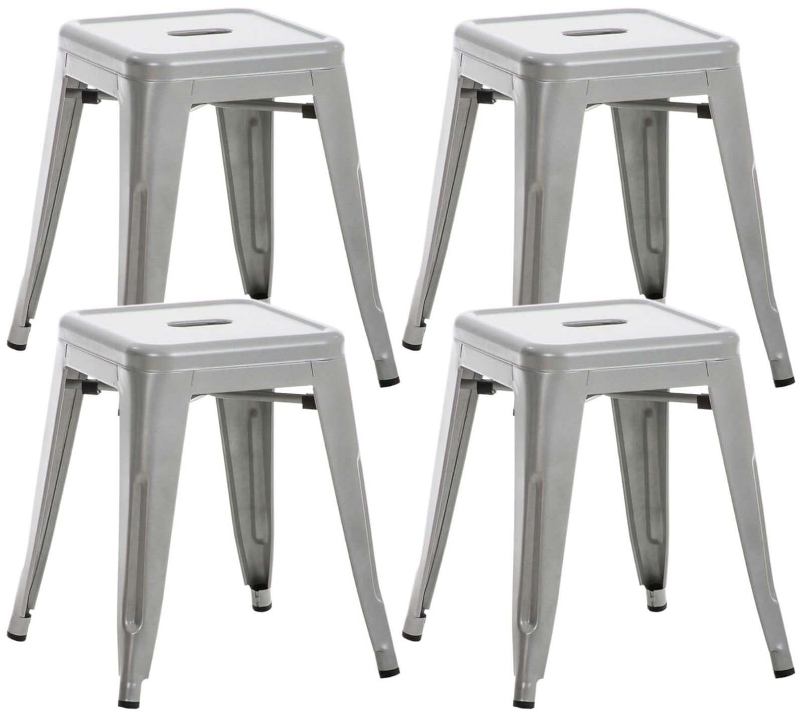 Lot de 4 tabourets bas au style industriel Armin en métal