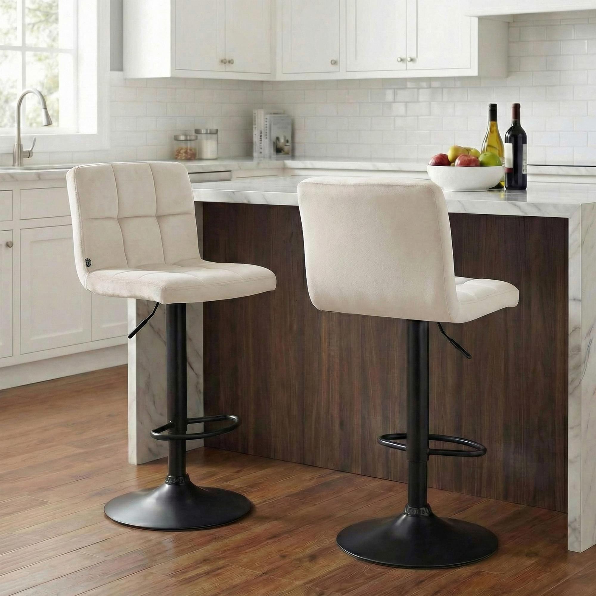 Lot de 2 tabourets de bar Peru velours