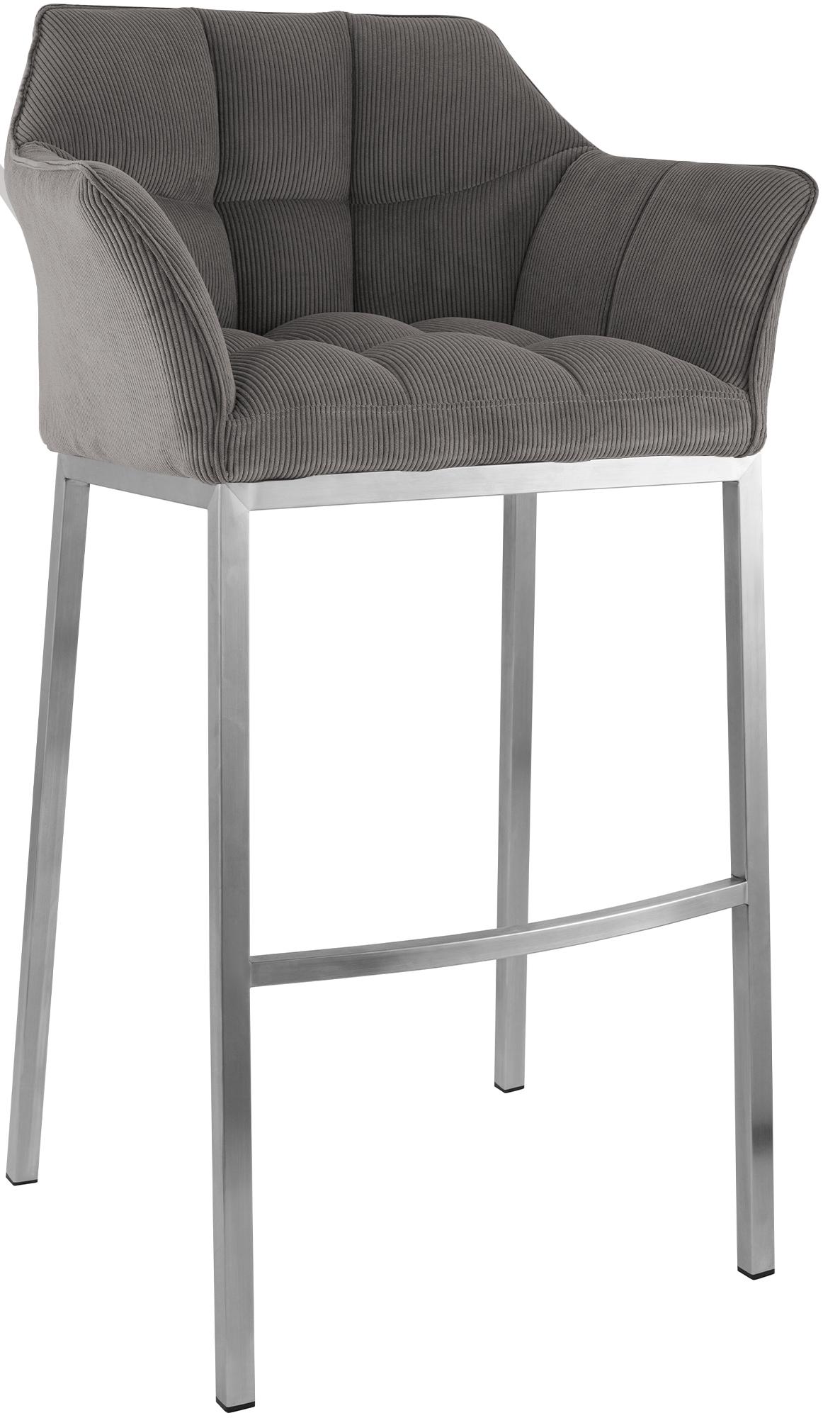 Tabouret de Bar Damaso en Velours Côtelé avec Piétement à Quatre Pieds