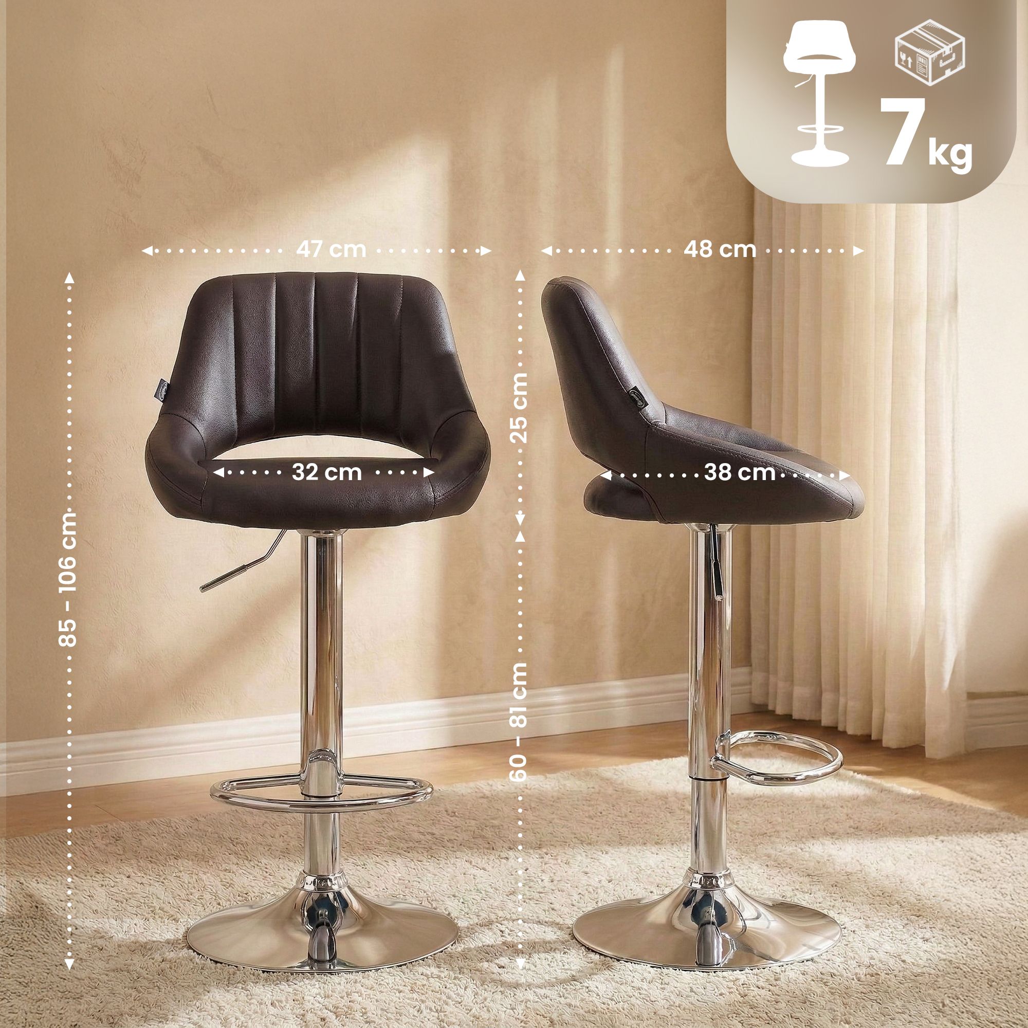 Lot de 2 tabourets de bar Milet en similicuir