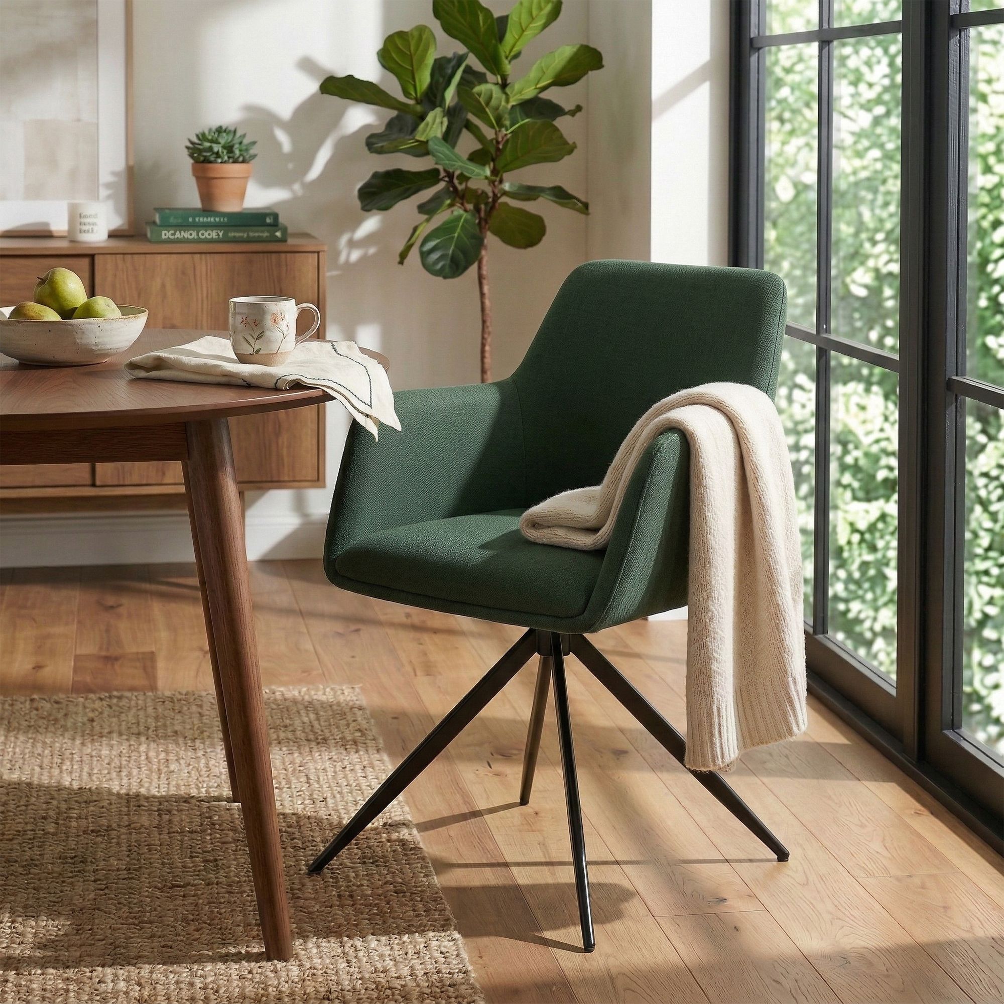 Lot de 2 chaises de salle a manger Olema en tissu