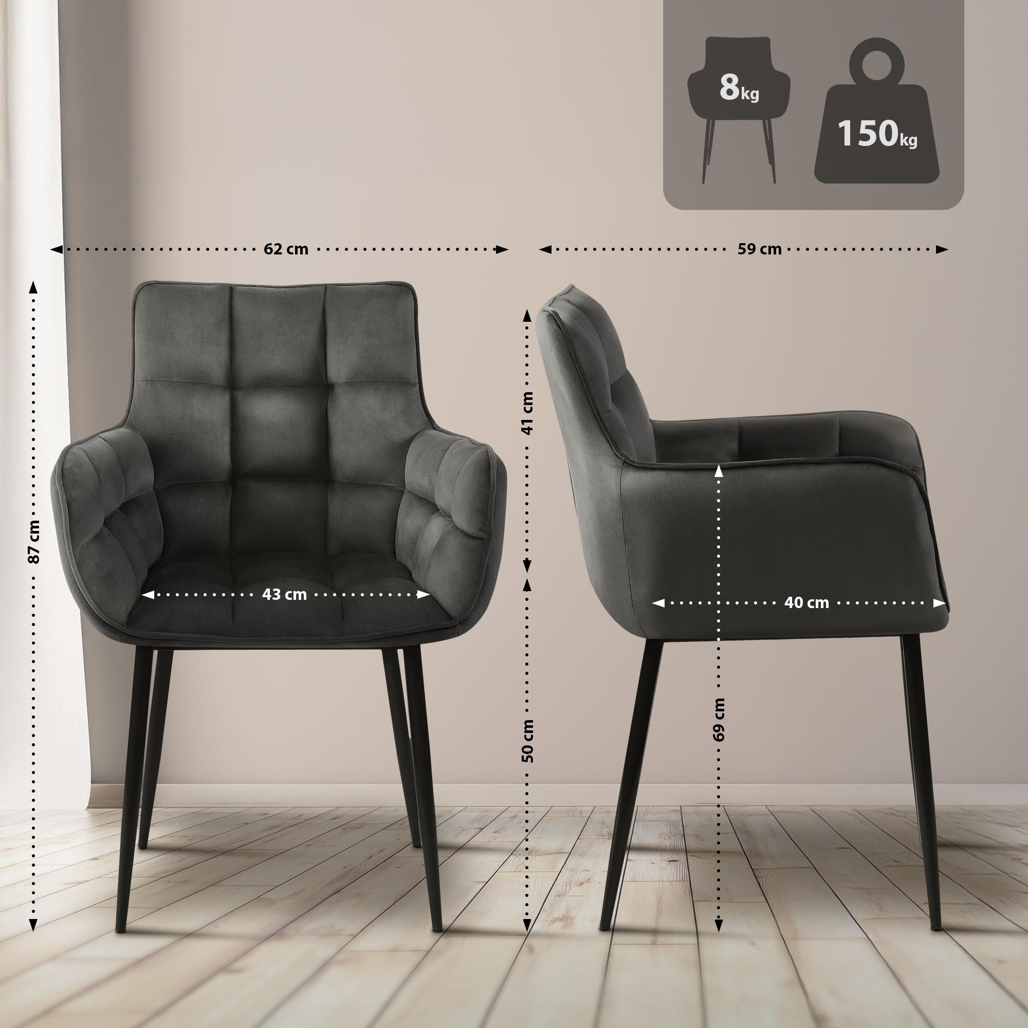 Lot de 2 chaises Tirana velours