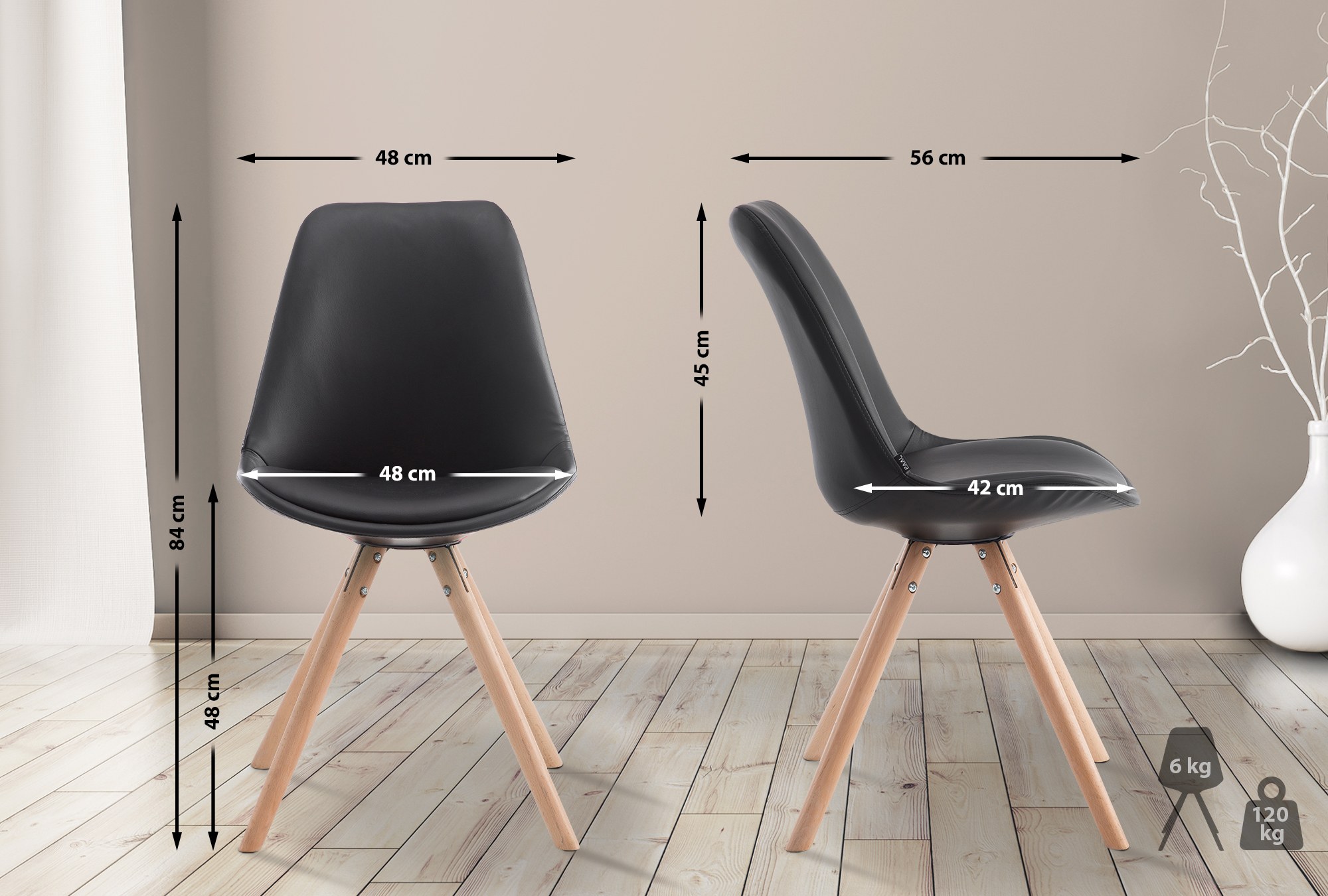 Chaise visiteur LAVAL similicuir pieds ronds