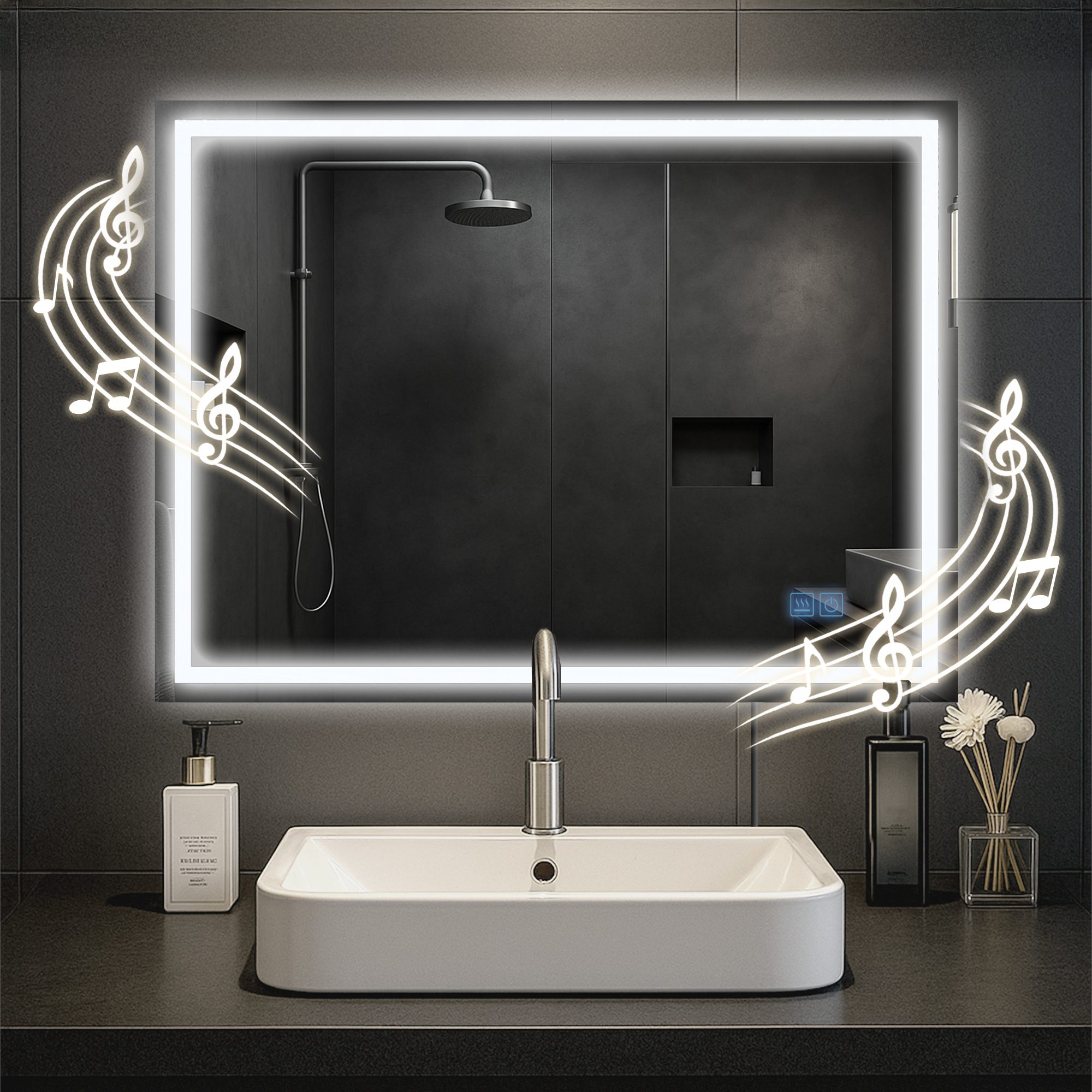 Miroir de Salle de Bain Jaffrey avec Bluetooth