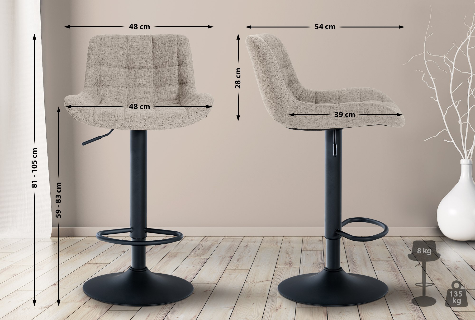 Lot de 2 tabourets de bar Tover