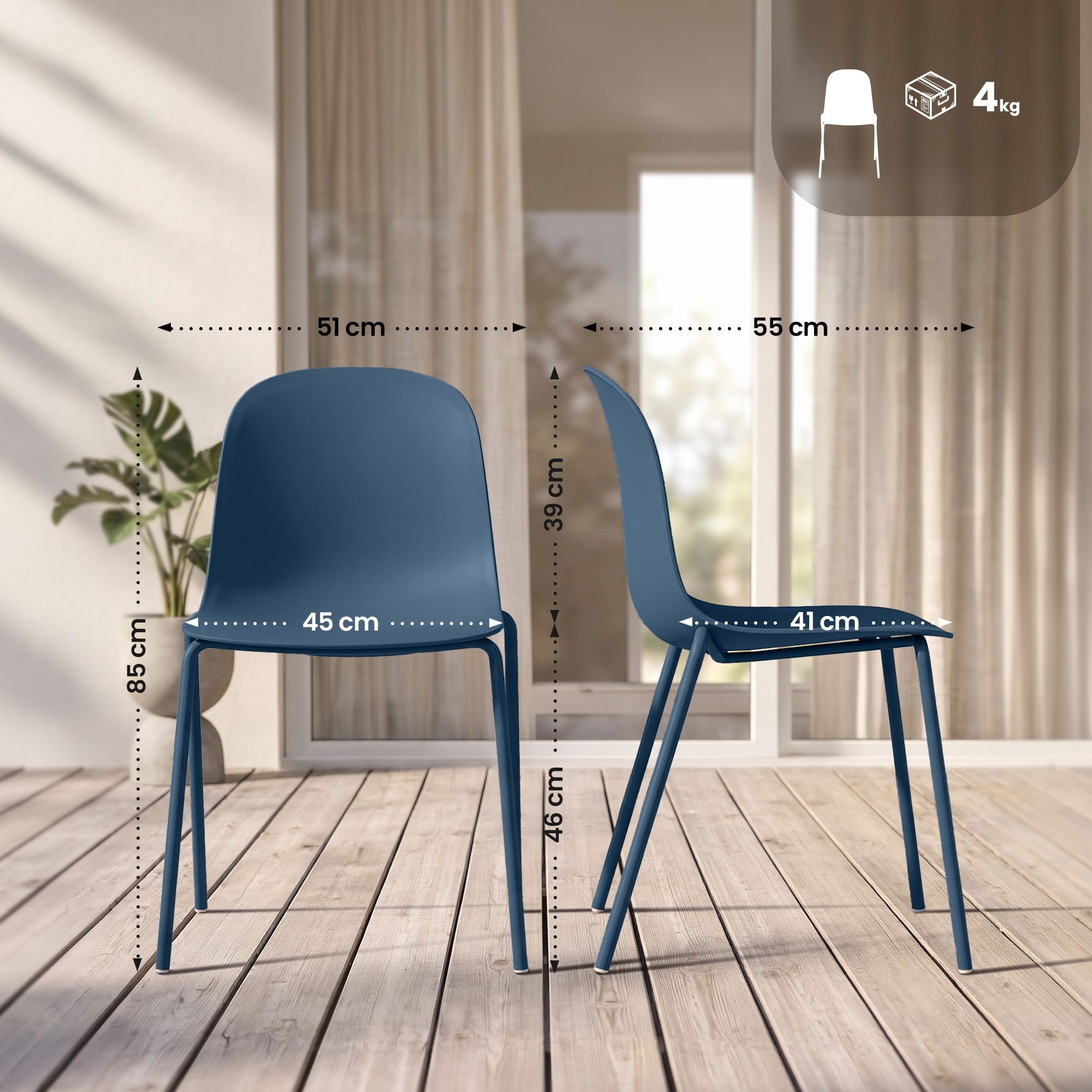 Lot de 4 chaises empilables Hardin