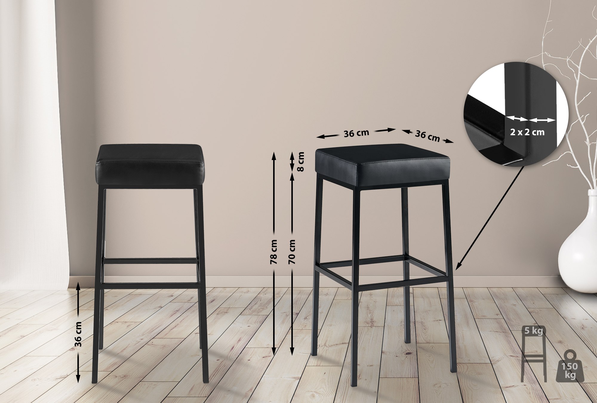 Tabouret de bar Montreal revêtement similicuir