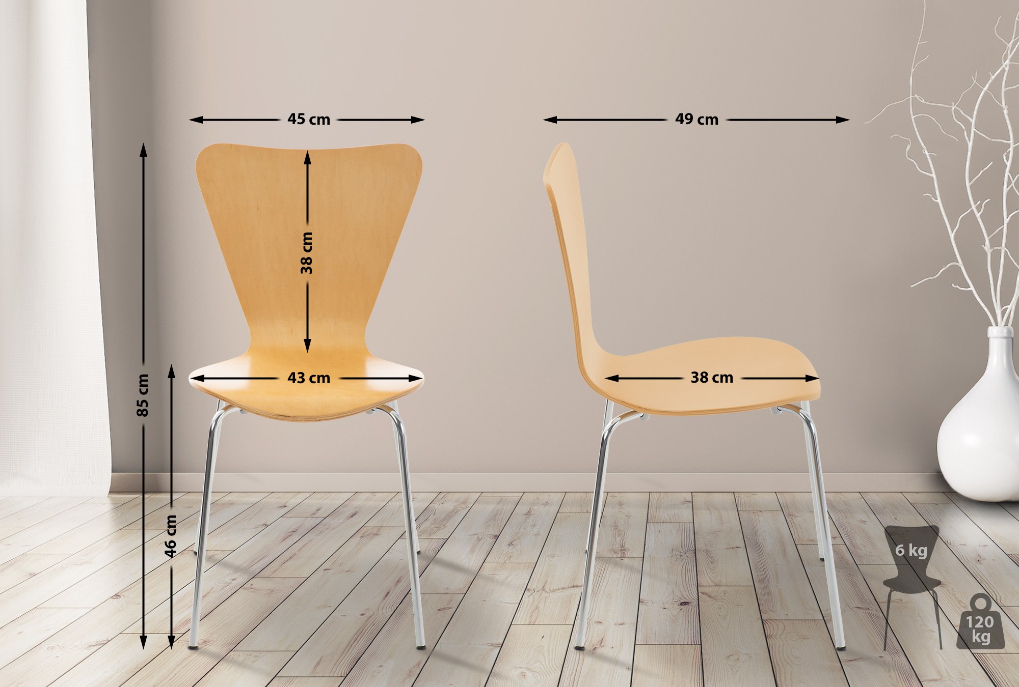 Lot de 8 chaises visiteur empilables Calisto
