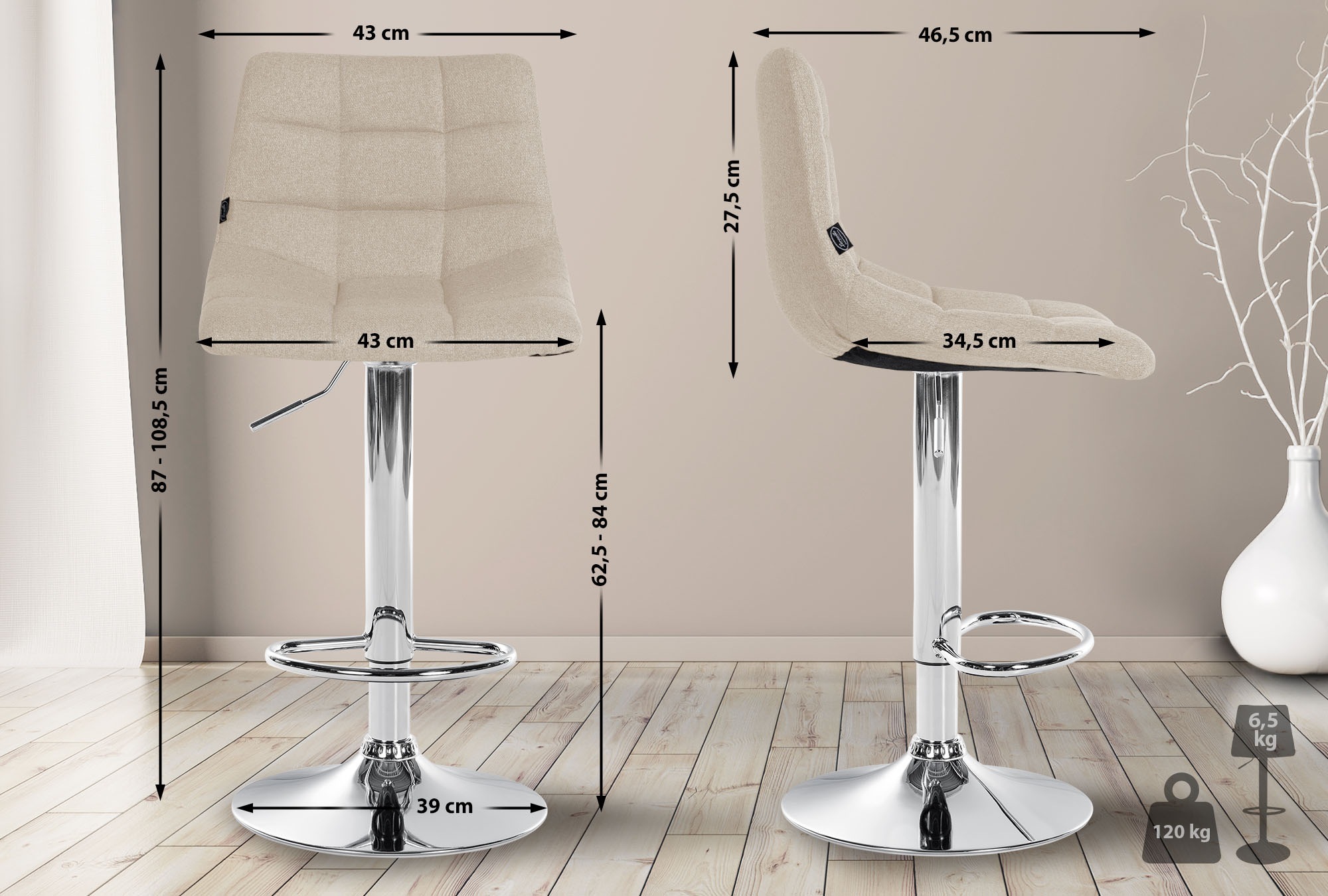 Tabouret de bar Jerry Tissu