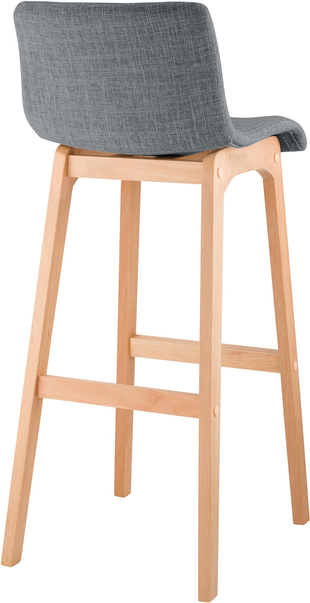 Lot de 2 tabourets de bar Hover en tissu, piètement à quatre pieds en bois naturel