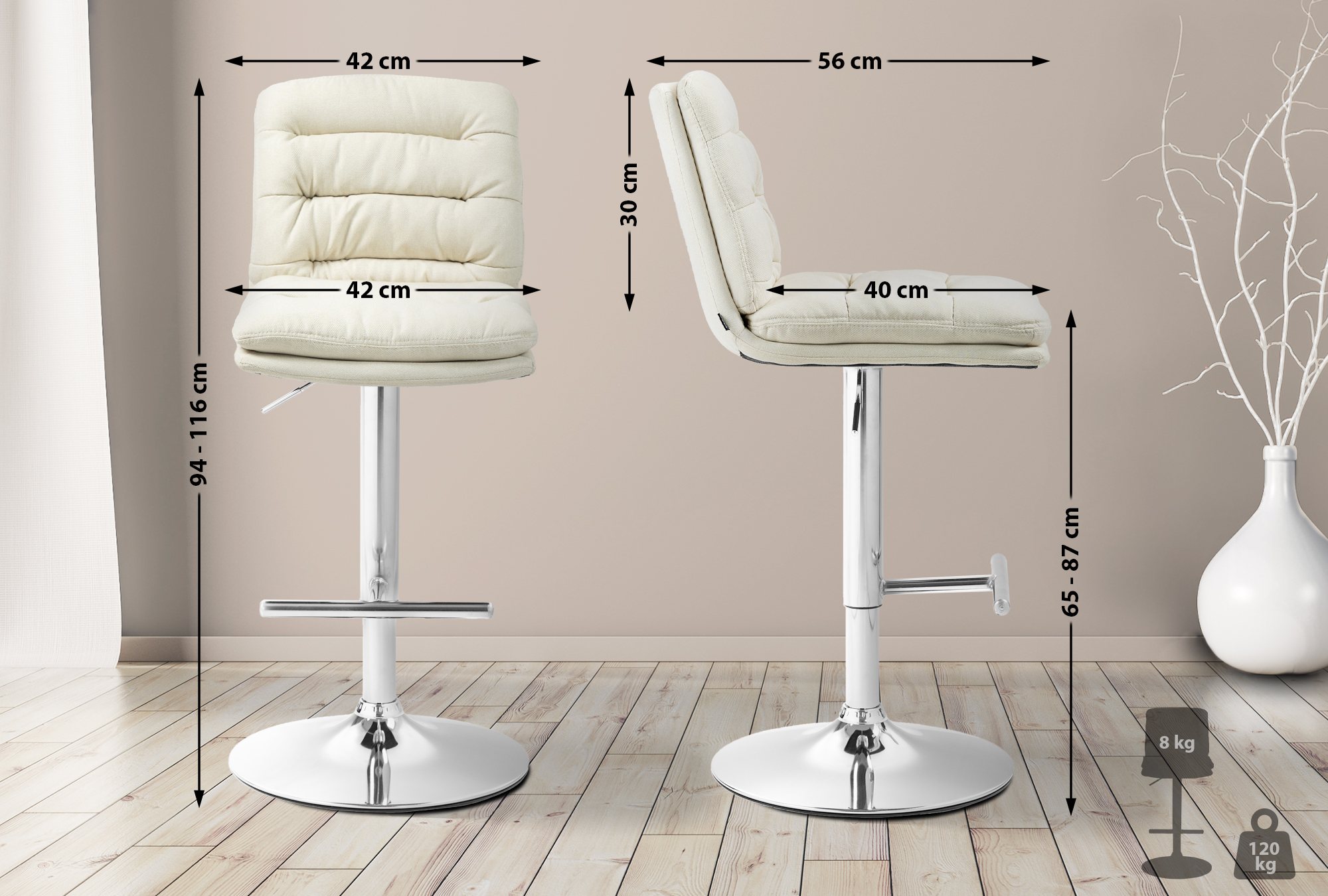 Tabouret de bar Damar Tissu