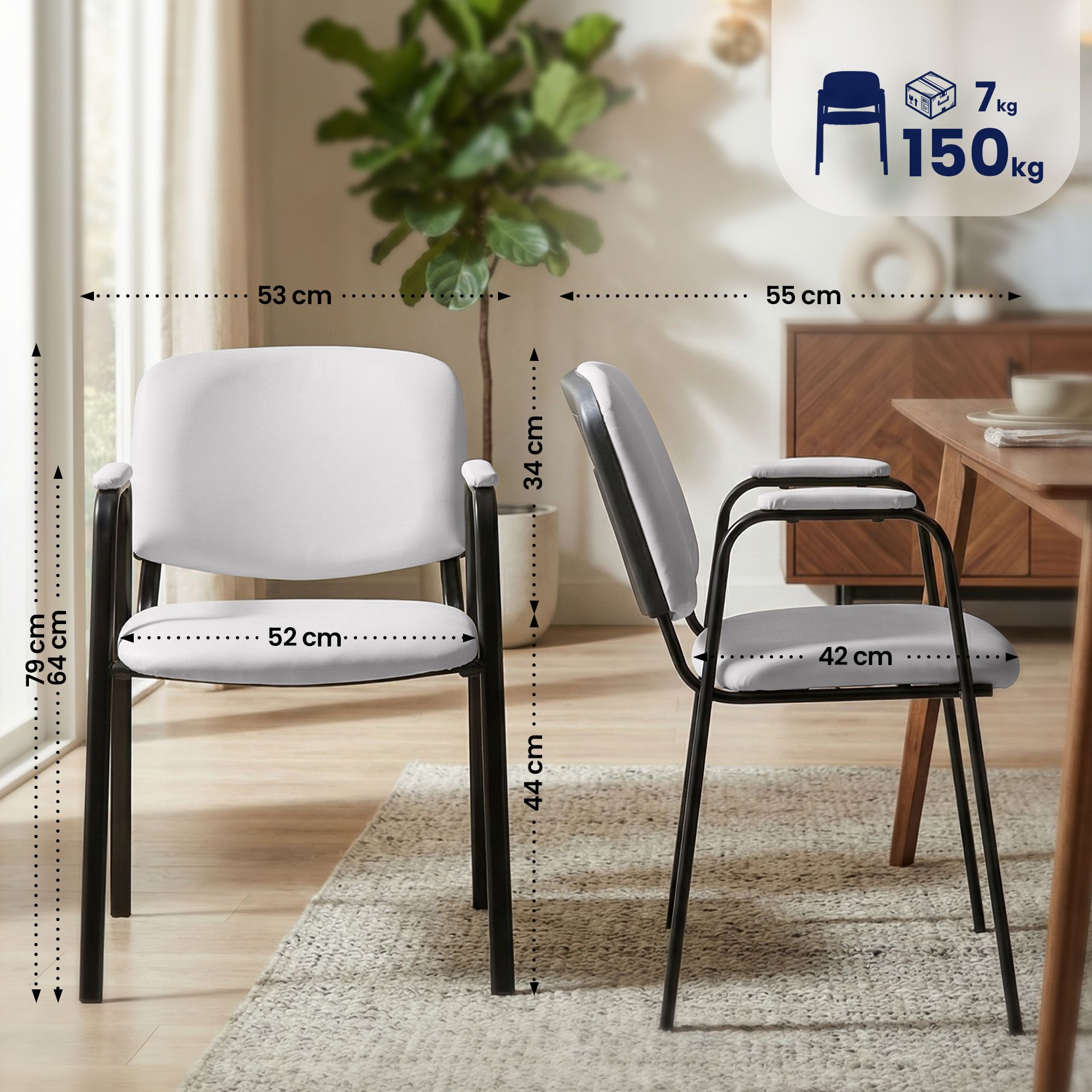 Lot de 4 chaises empilables Ken Pro en simili cuir