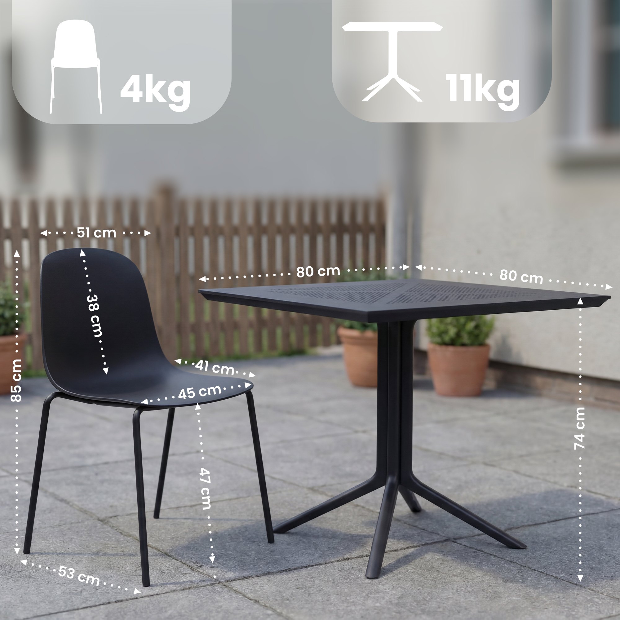 Ensemble de jardin Zeron avec 4 chaises