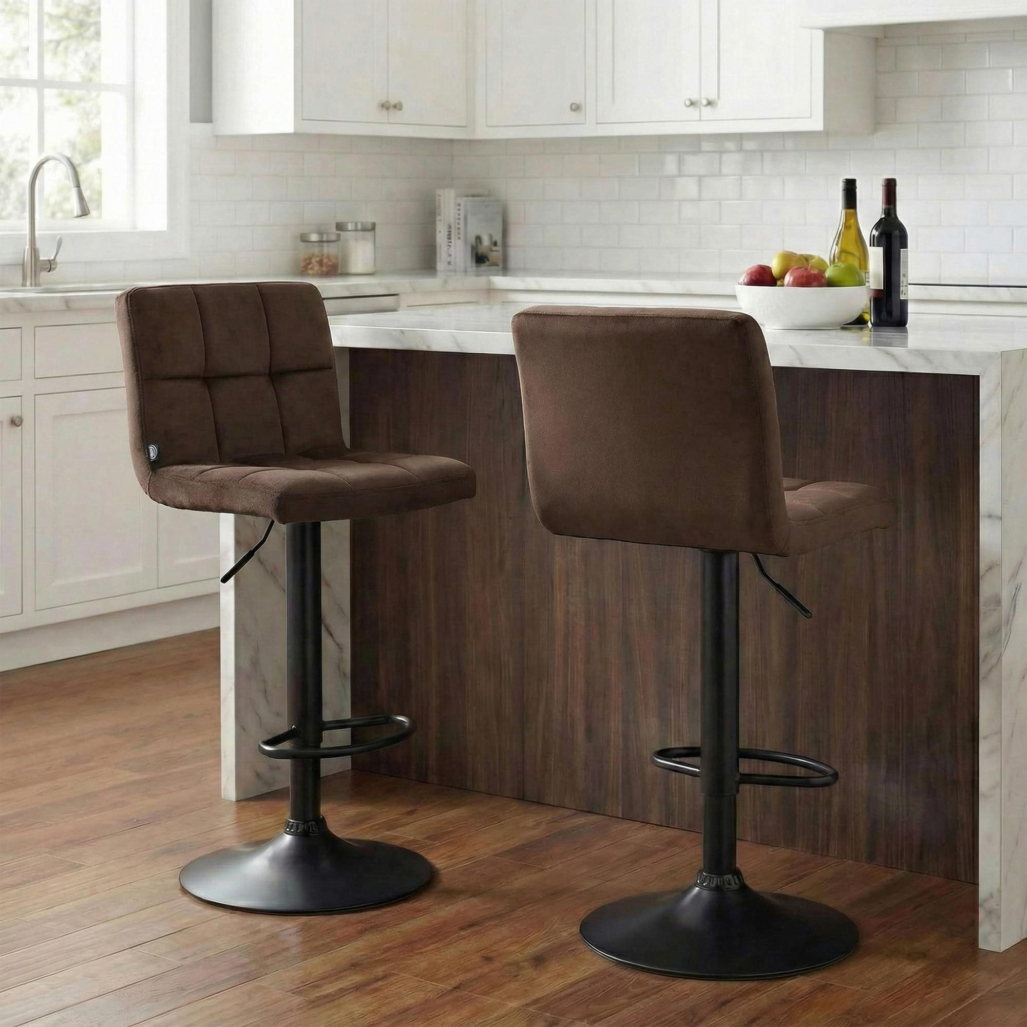 Lot de 2 tabourets de bar Peru velours
