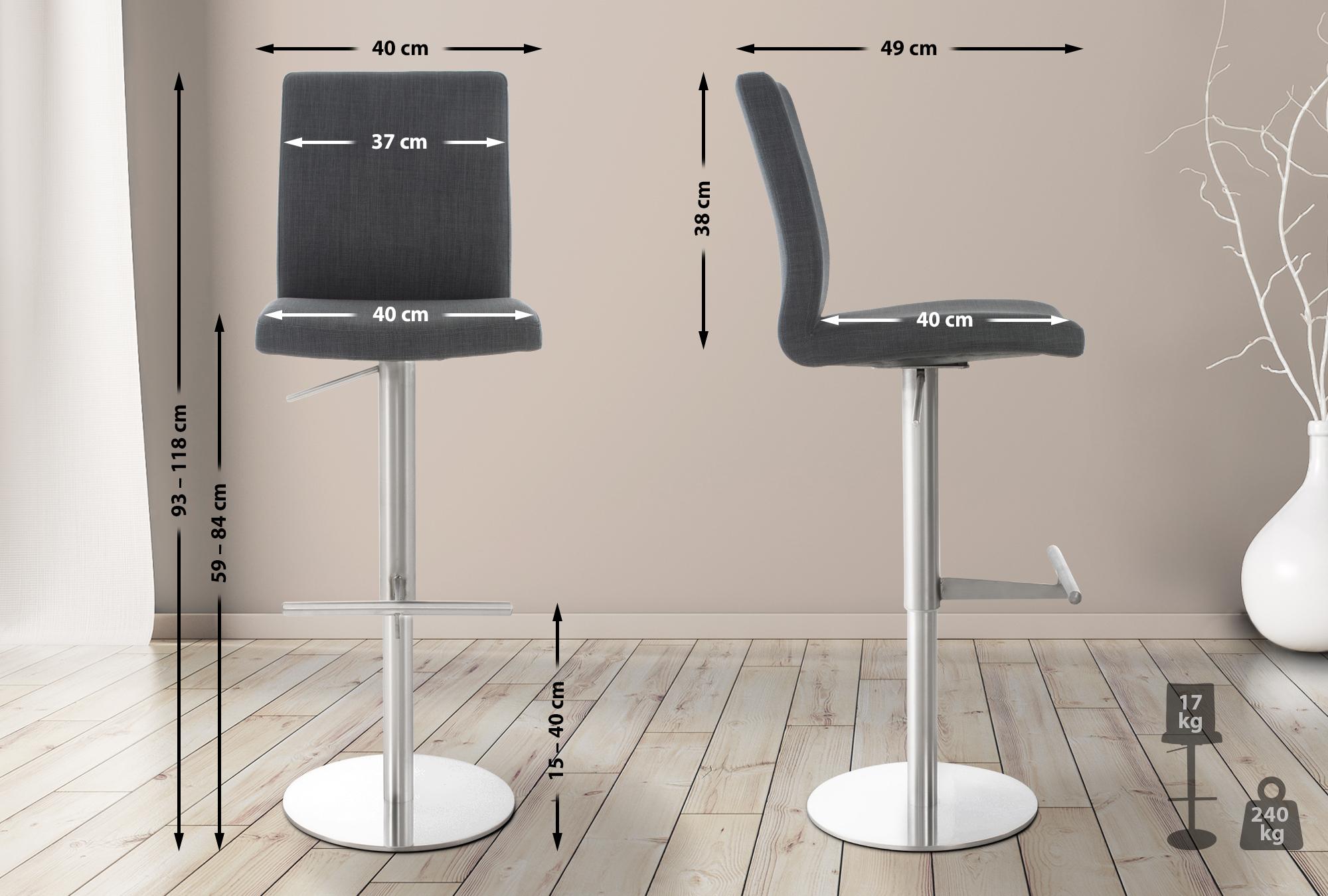 Lot de 2 tabourets de bar Cadiz en tissu