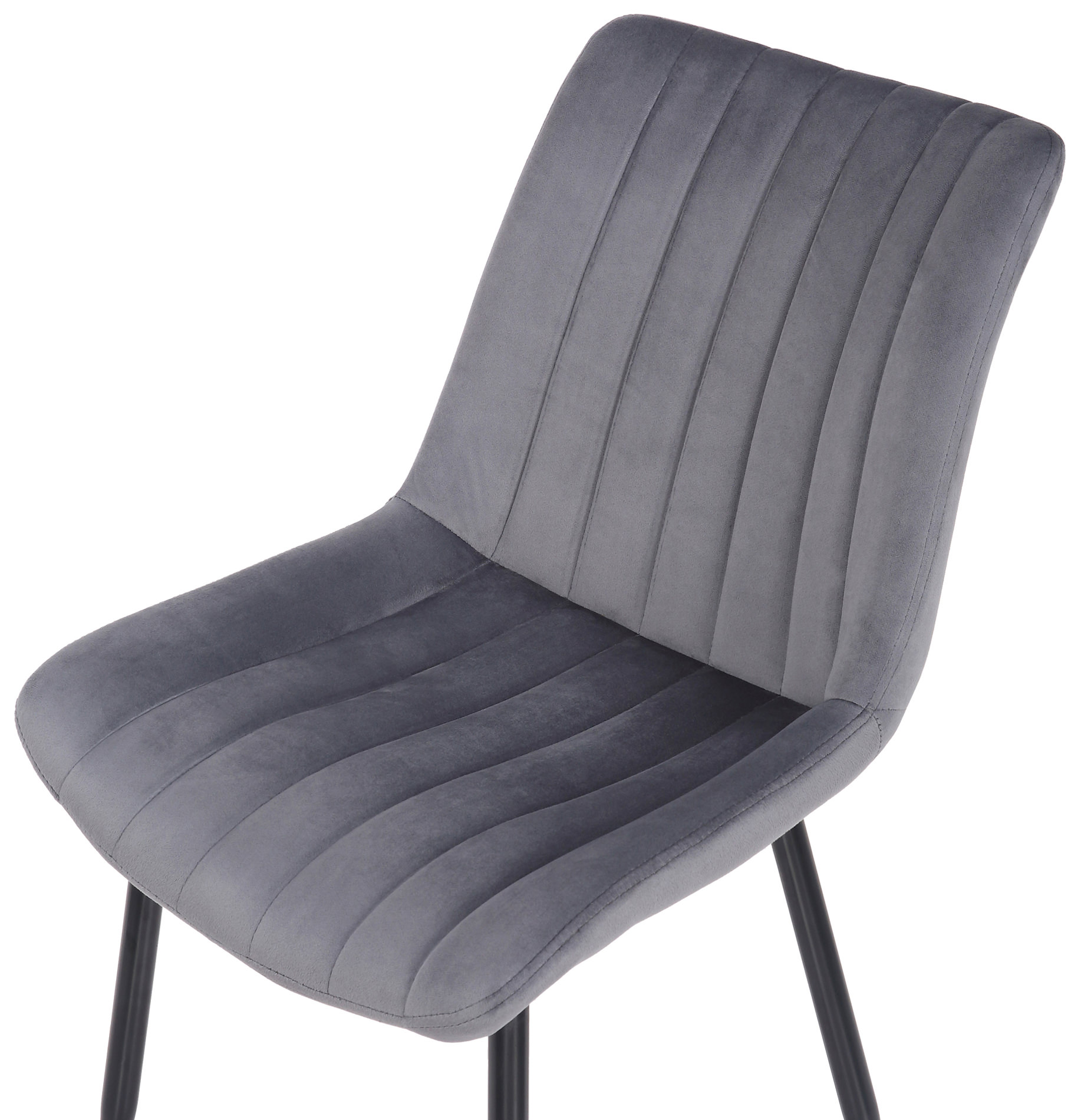 Lot de 2 Chaises de salle à manger Rahden en Velours avec Piètement en métal noir