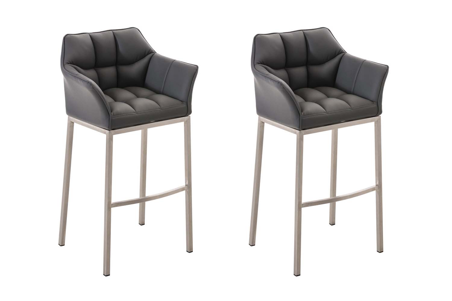 Ensemble de 2 tabourets de bar Damaso en similicuir avec piétement en métal