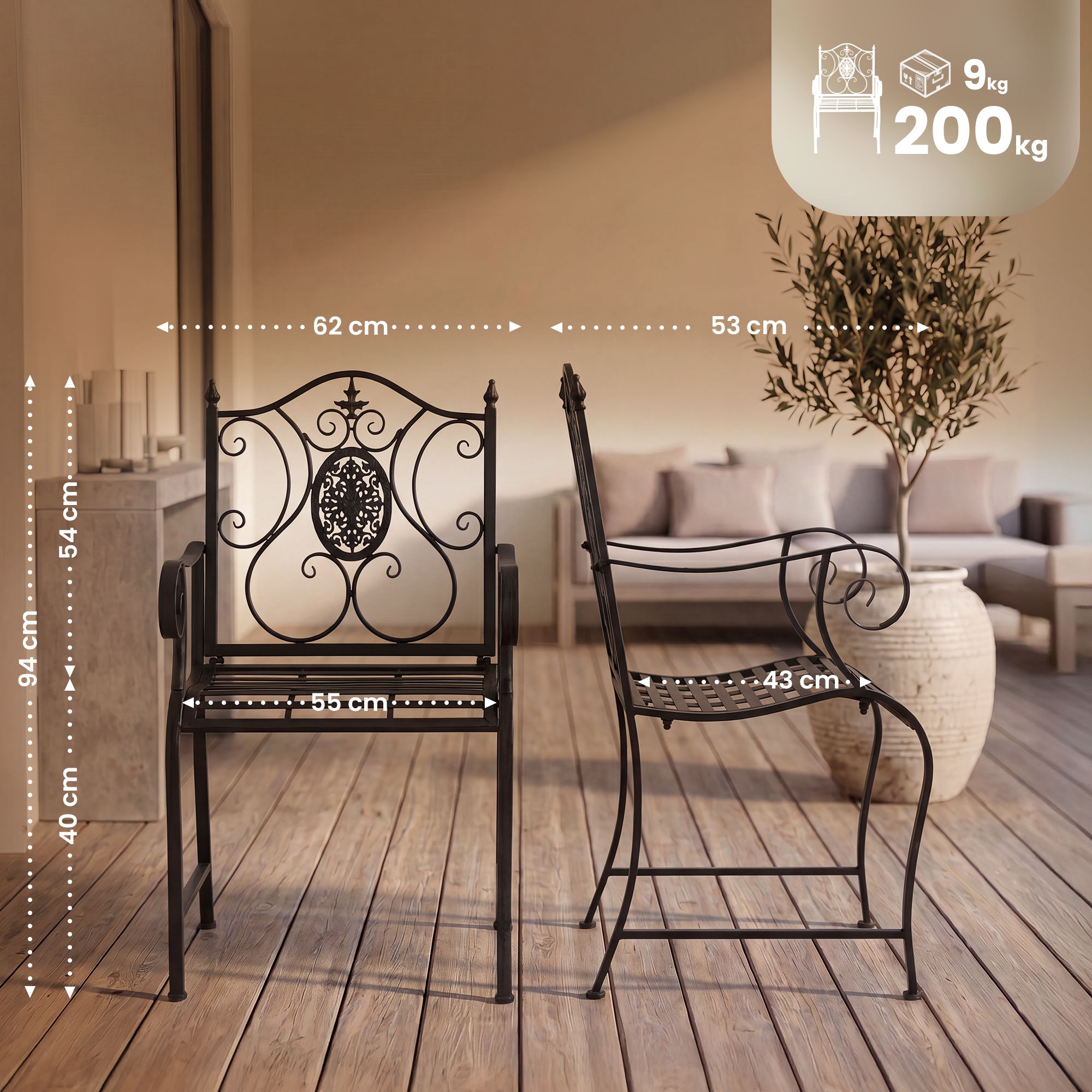 Lot de 2 chaises de jardin Punjab
