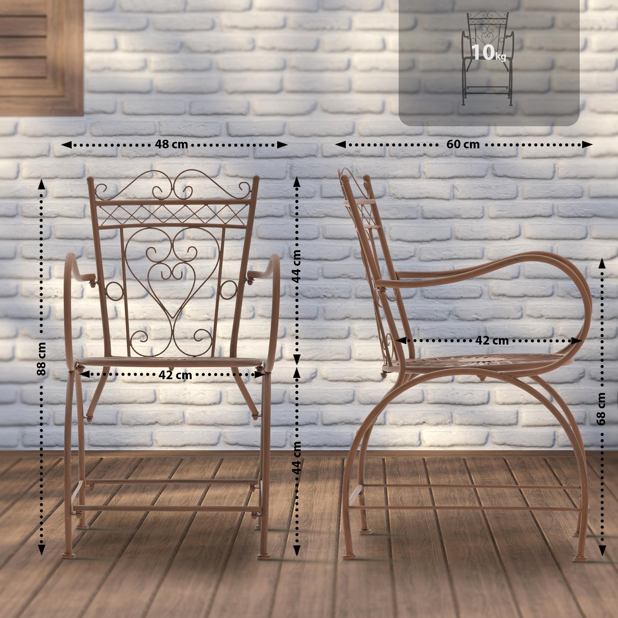 Chaise d'extérieur Sheela en fer avec accoudoirs et repose-pieds