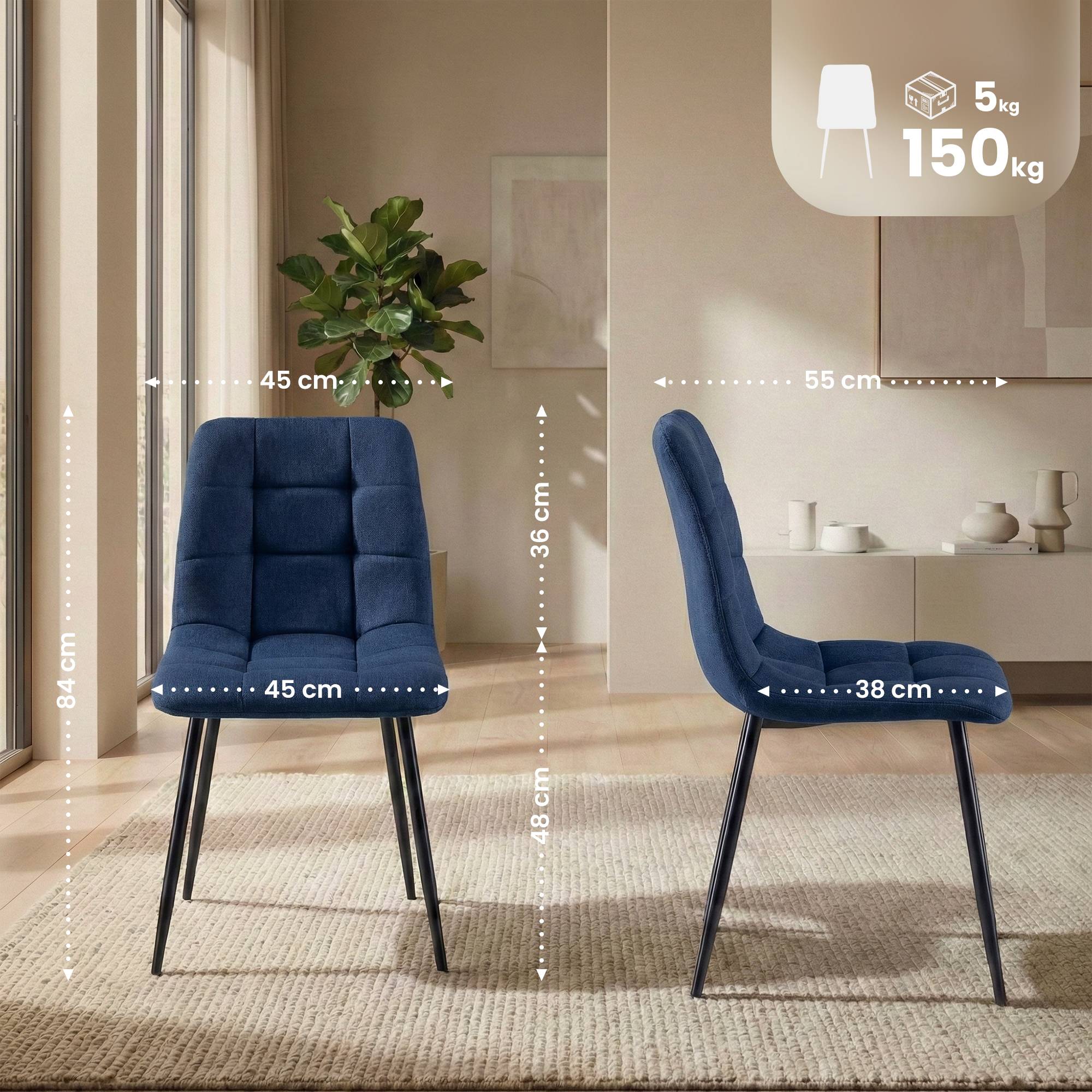 Chaise de salle a manger Antibes en tissu