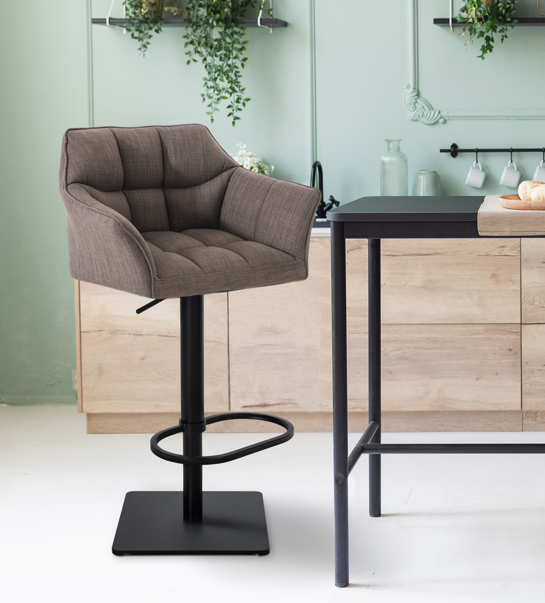 Tabouret de bar Damaso avec revetement en tissu