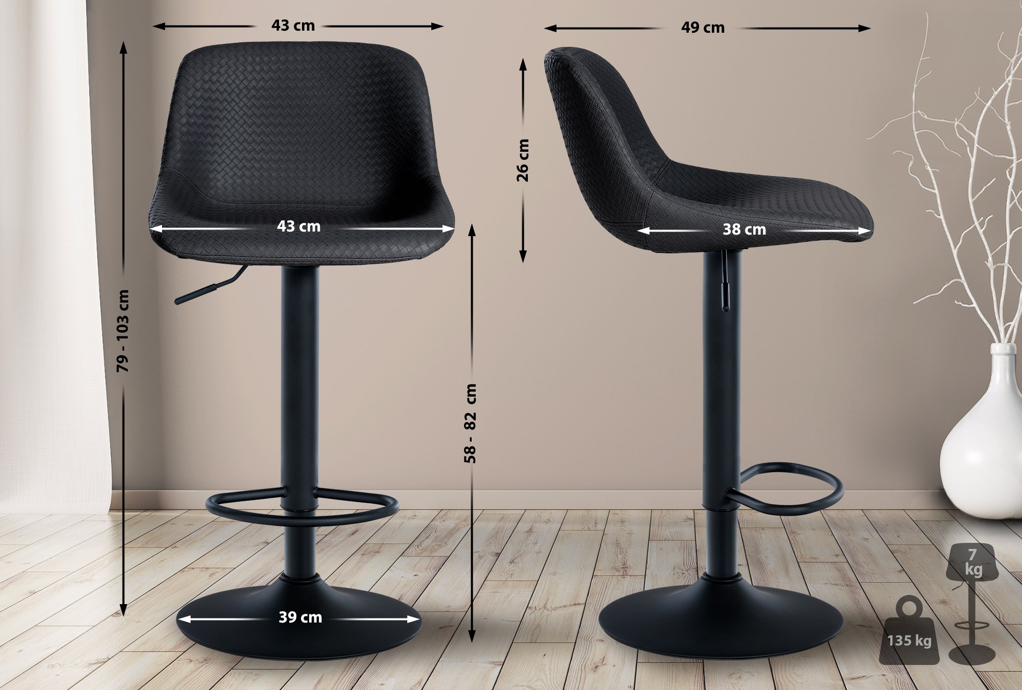 Lot de 2 tabourets de bar Loft